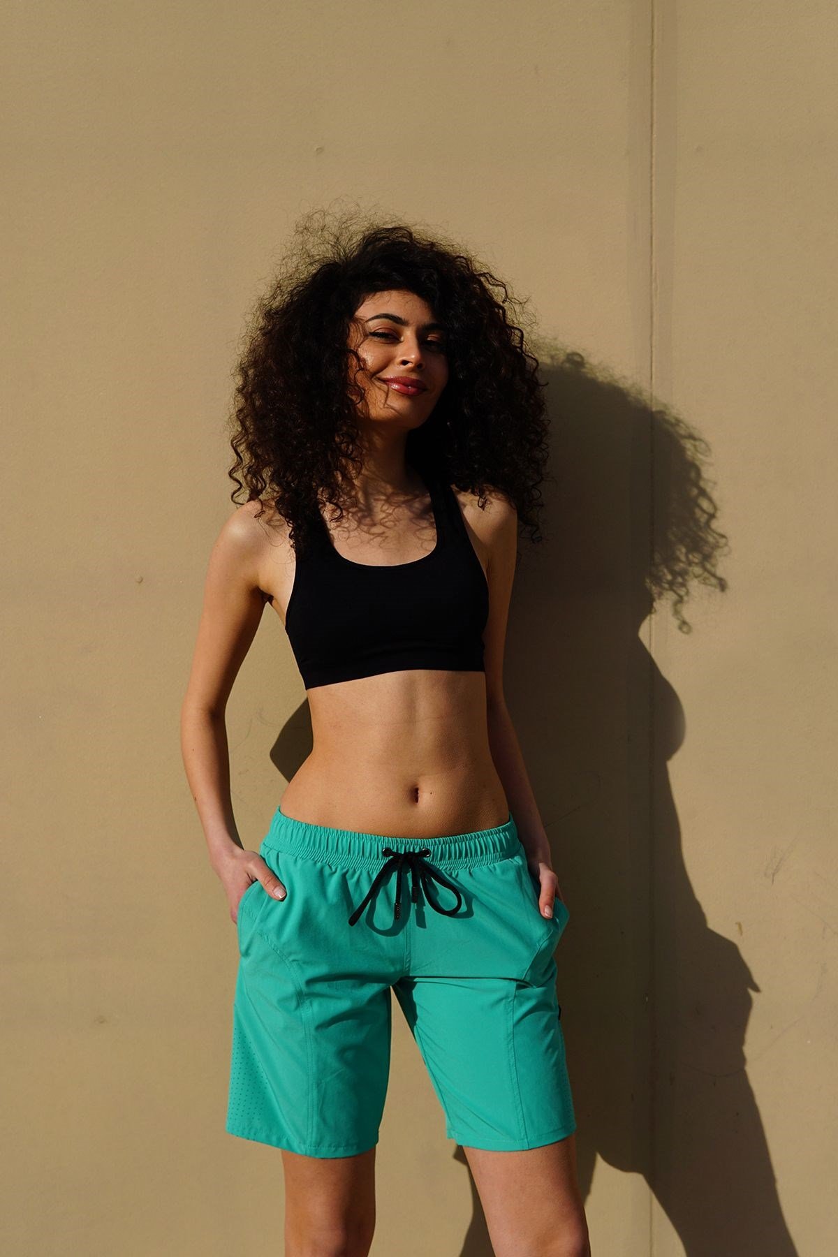 C&City Kadın Büyük Beden Likralı Deniz Şort C1850 Mint