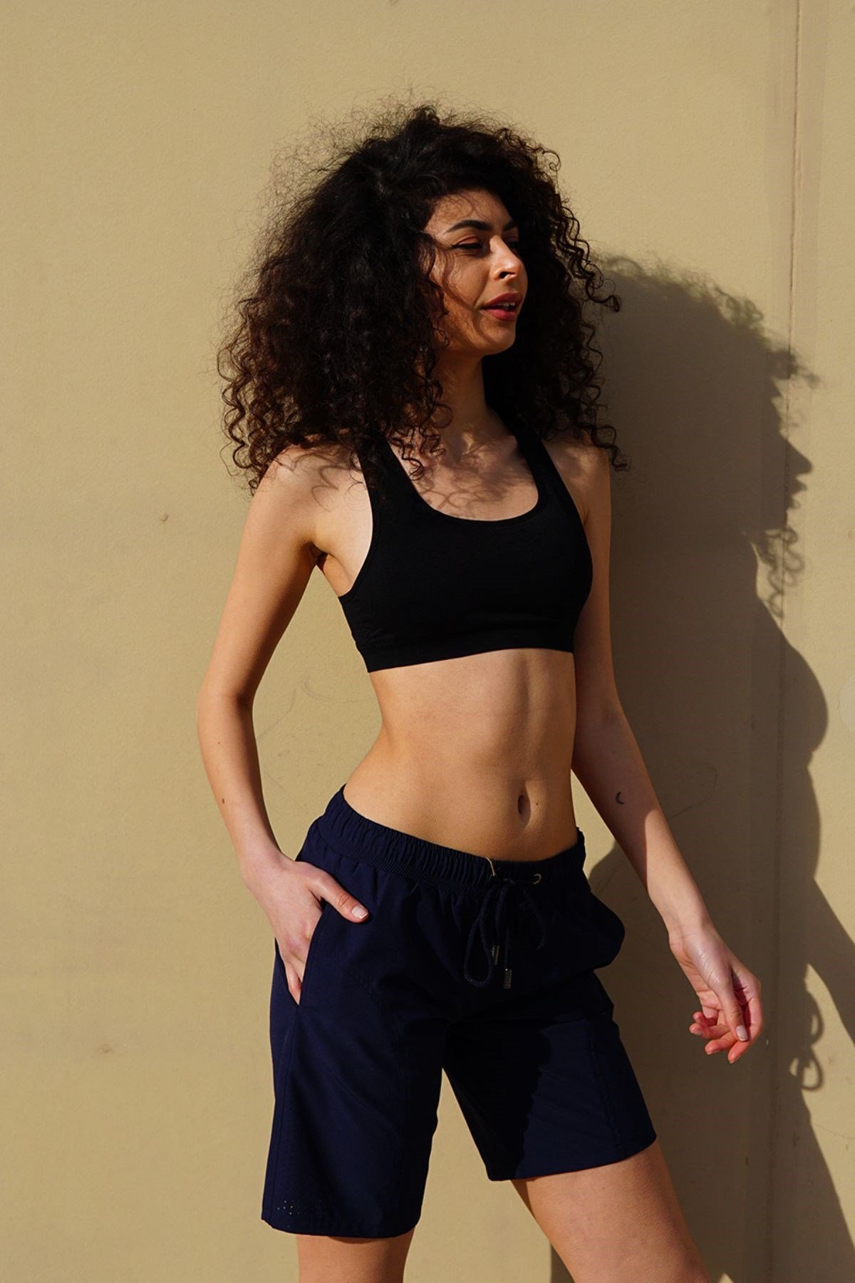 C&City Kadın Büyük Beden Likralı Deniz Şort C1850 lacivert