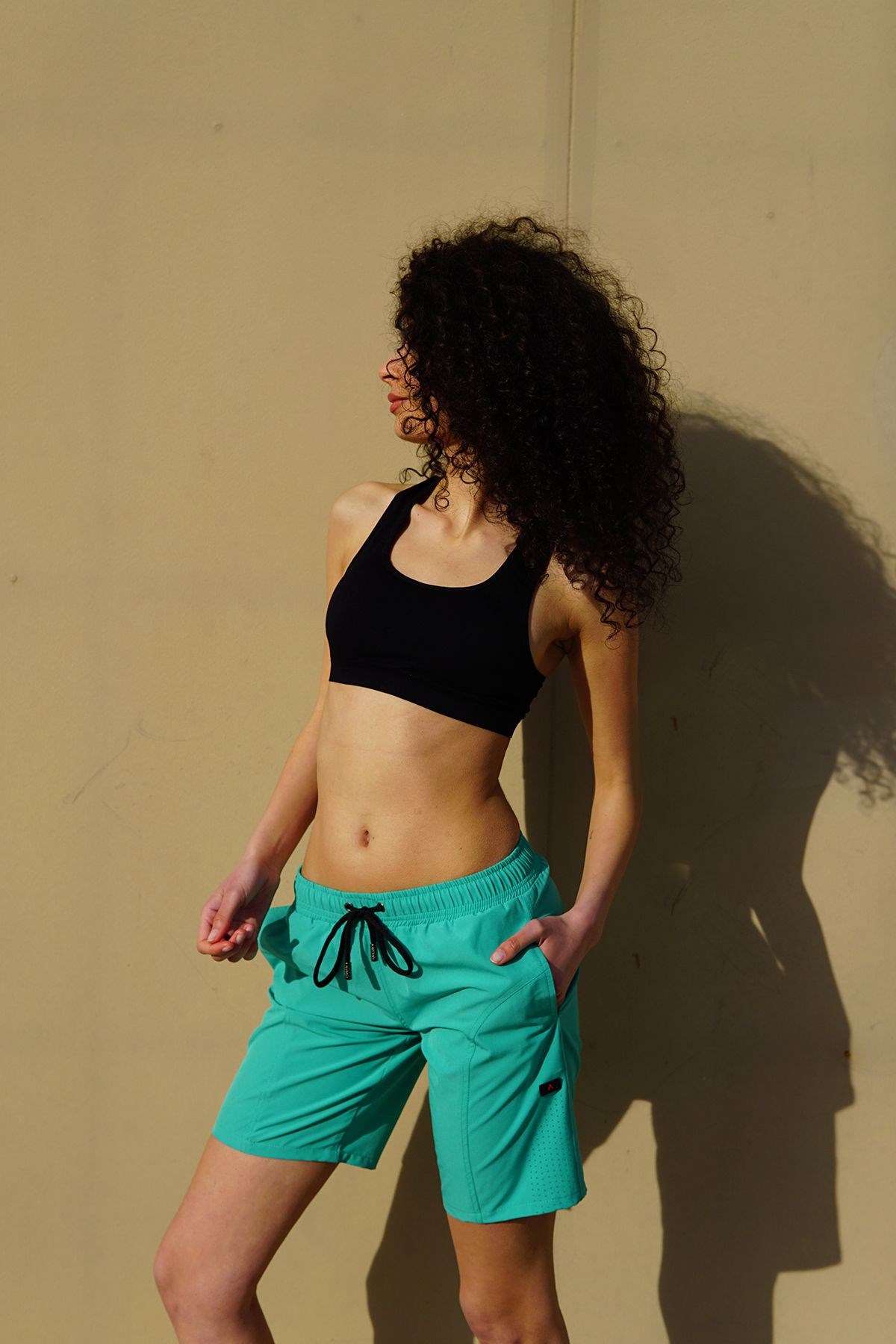 C&City Kadın Büyük Beden Likralı Deniz Şort C1850 Mint