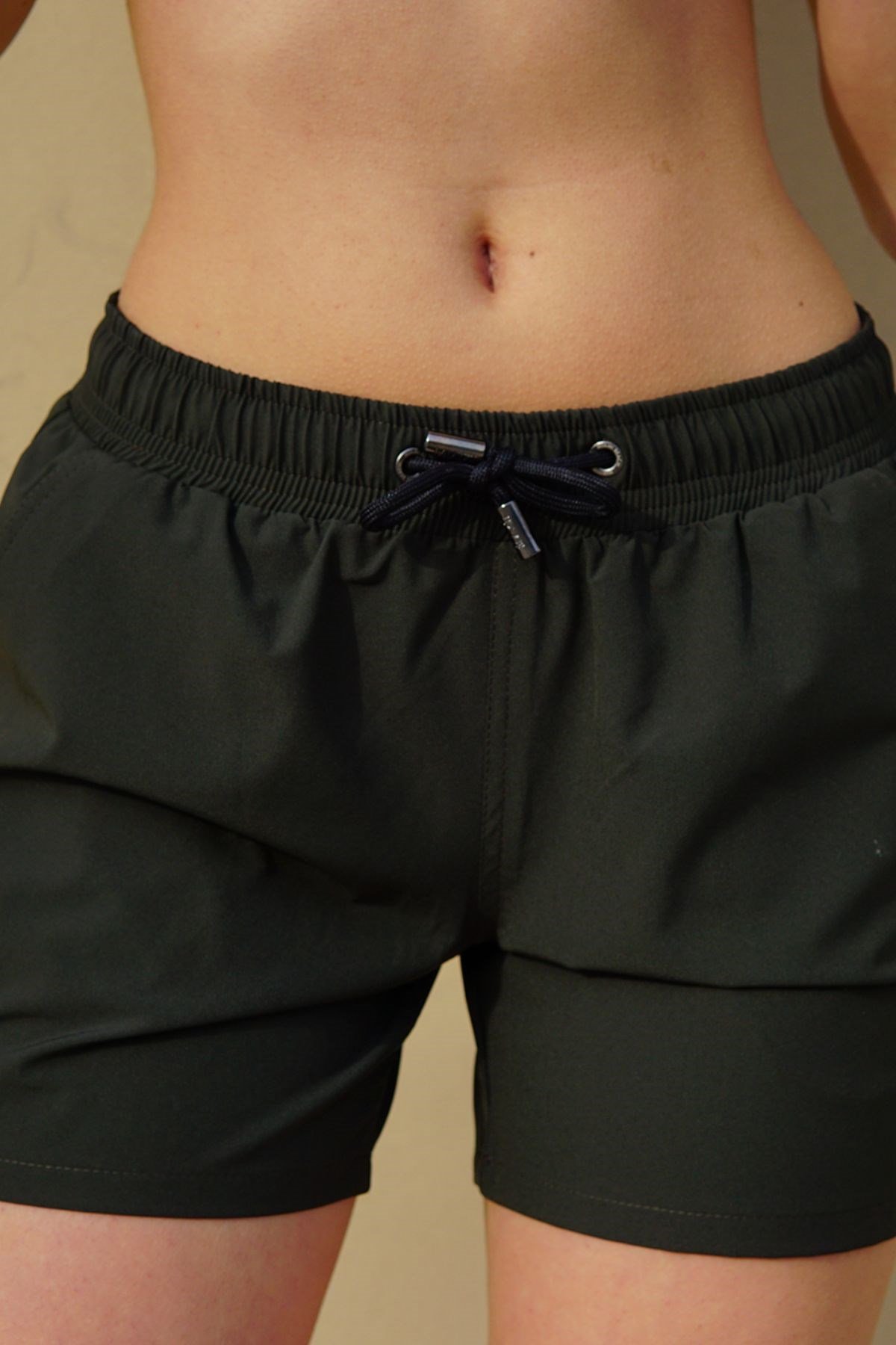 C&City Kadın Likralı Deniz Şort C1813 Haki