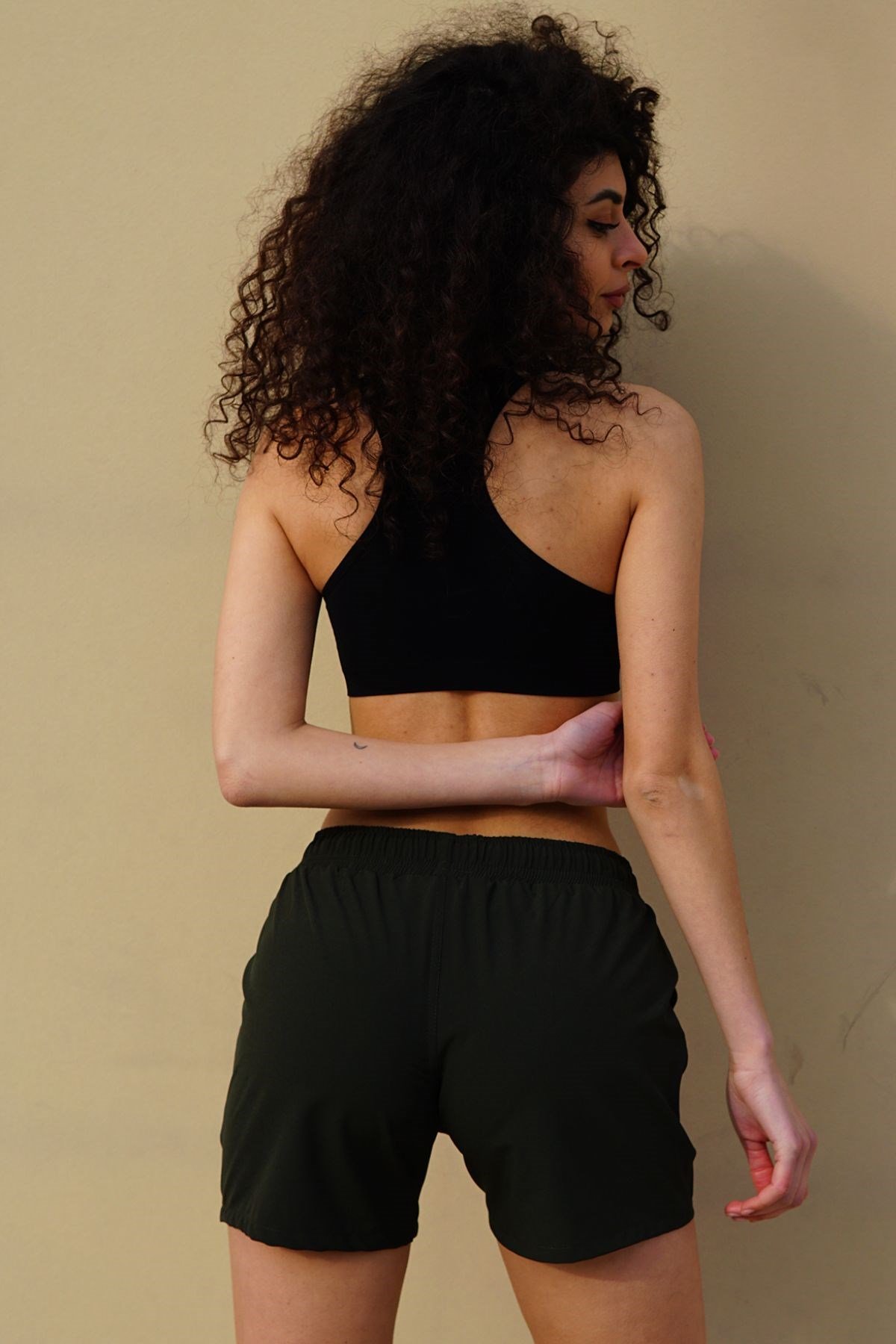 C&City Kadın Likralı Deniz Şort C1813 Haki