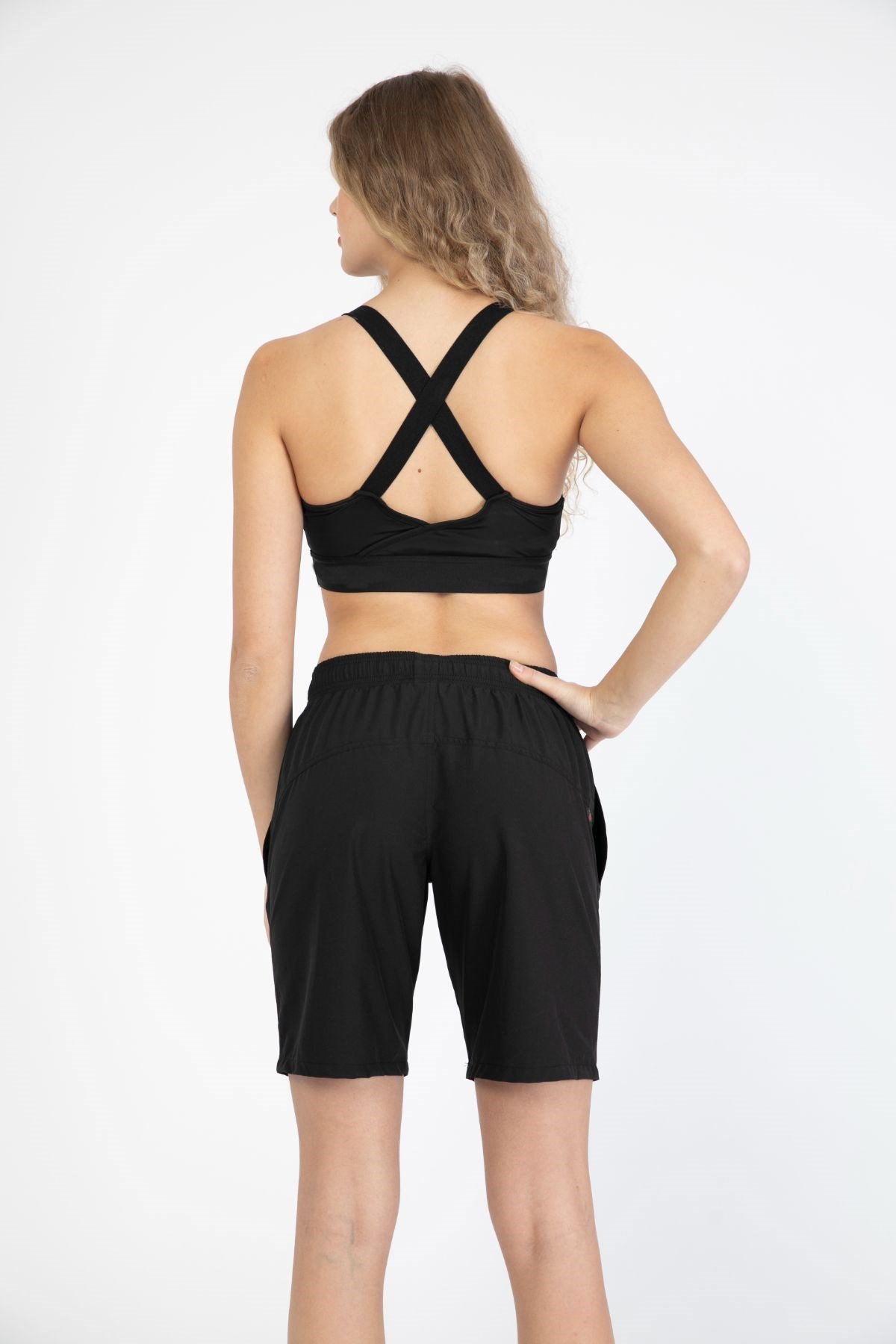 C&City Kadın Likralı Deniz Şort C1860 Siyah