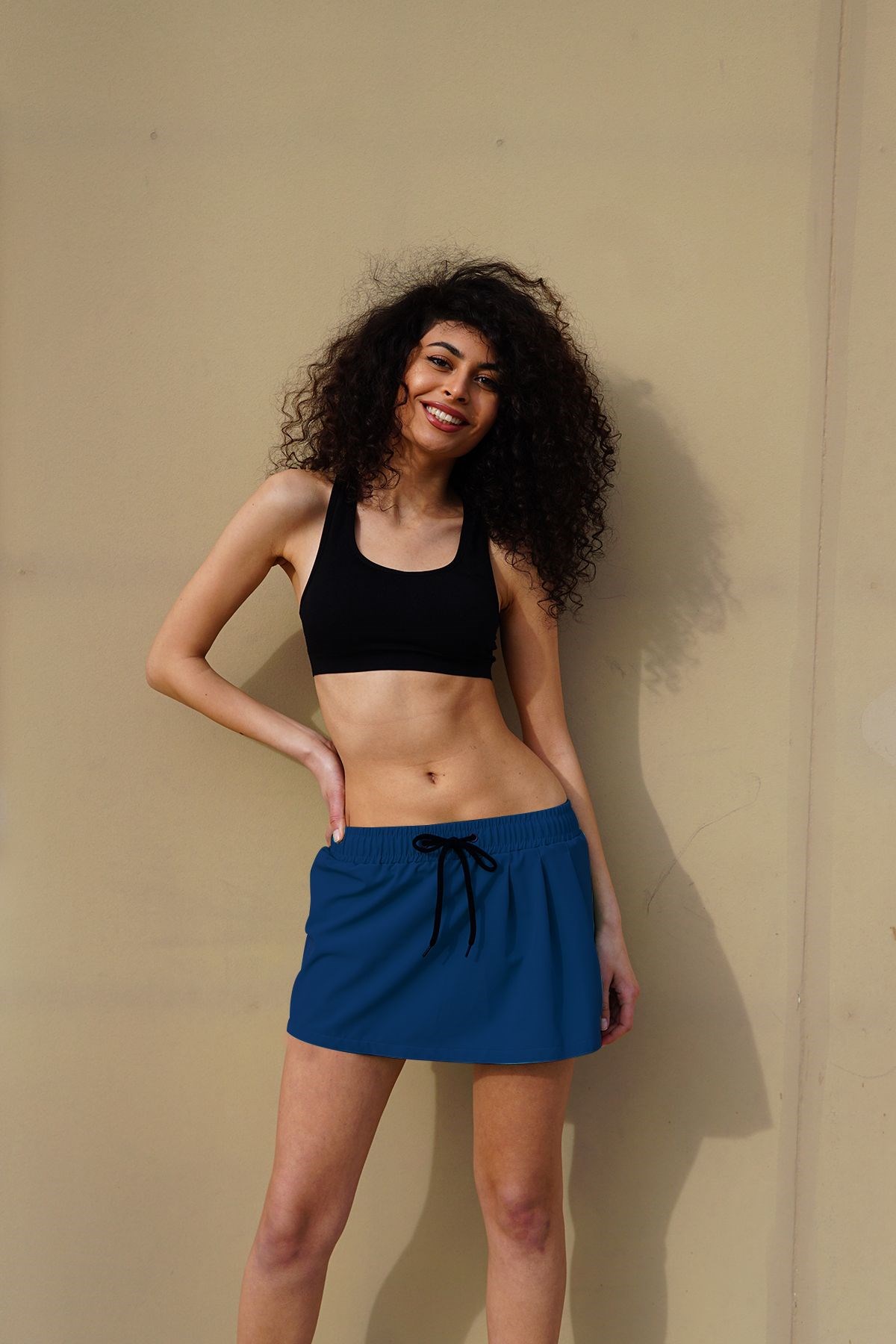 C&City Kadın Likralı Deniz Şort Etek C1810 lacivert