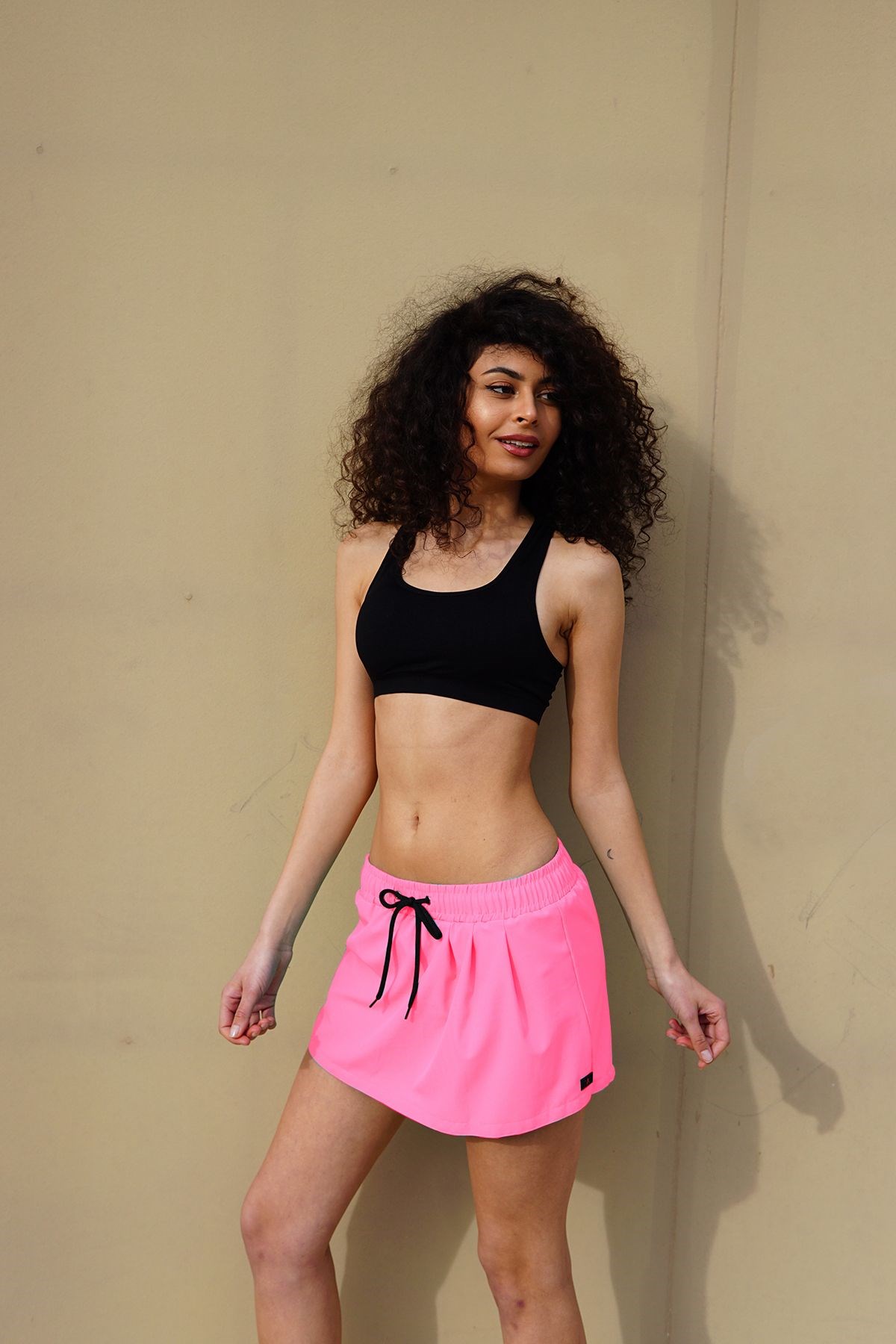 C&City Kadın Likralı Deniz Şort Etek C1810 Pembe