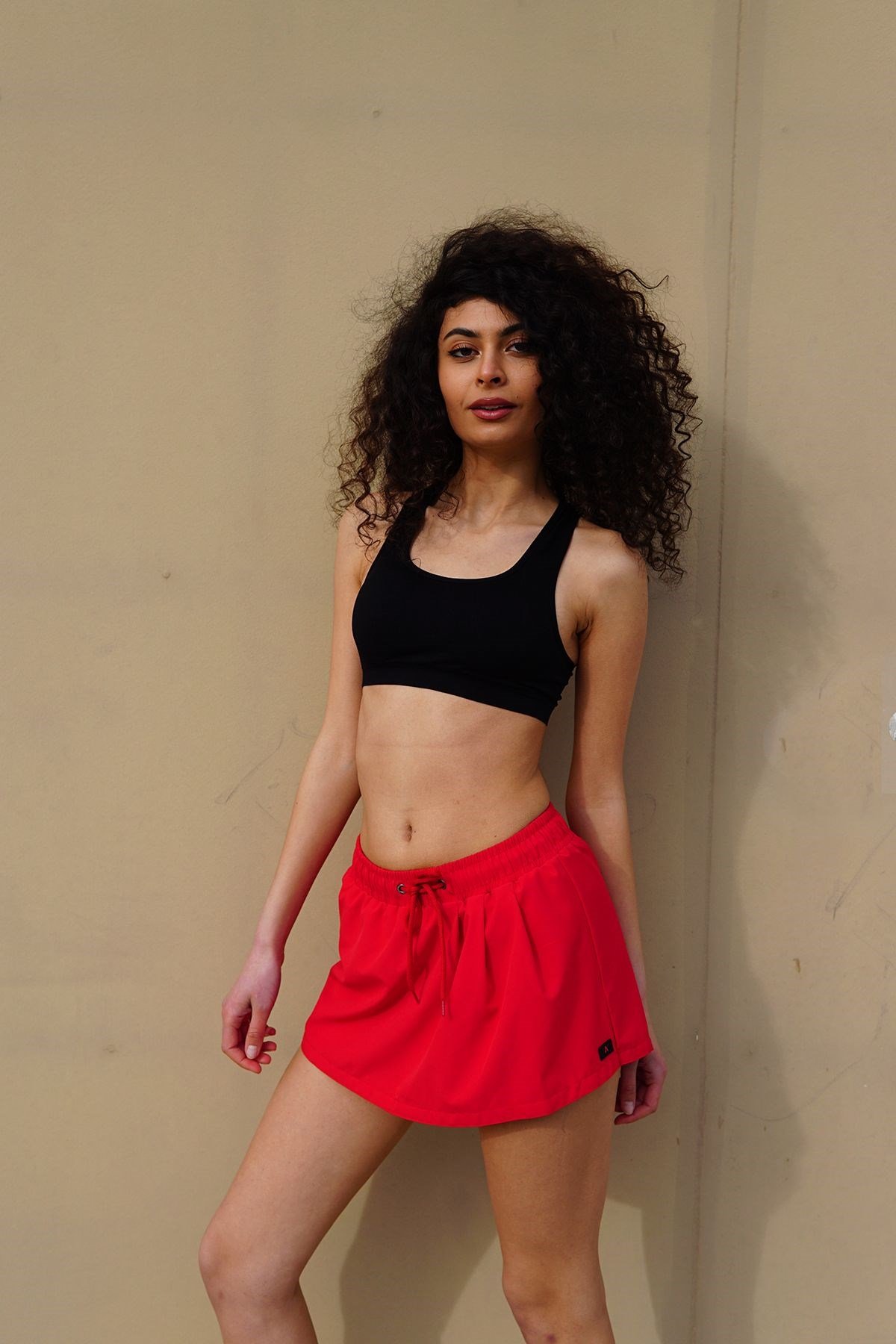 C&City Kadın Likralı Deniz Şort Etek C1810 Kırmızı