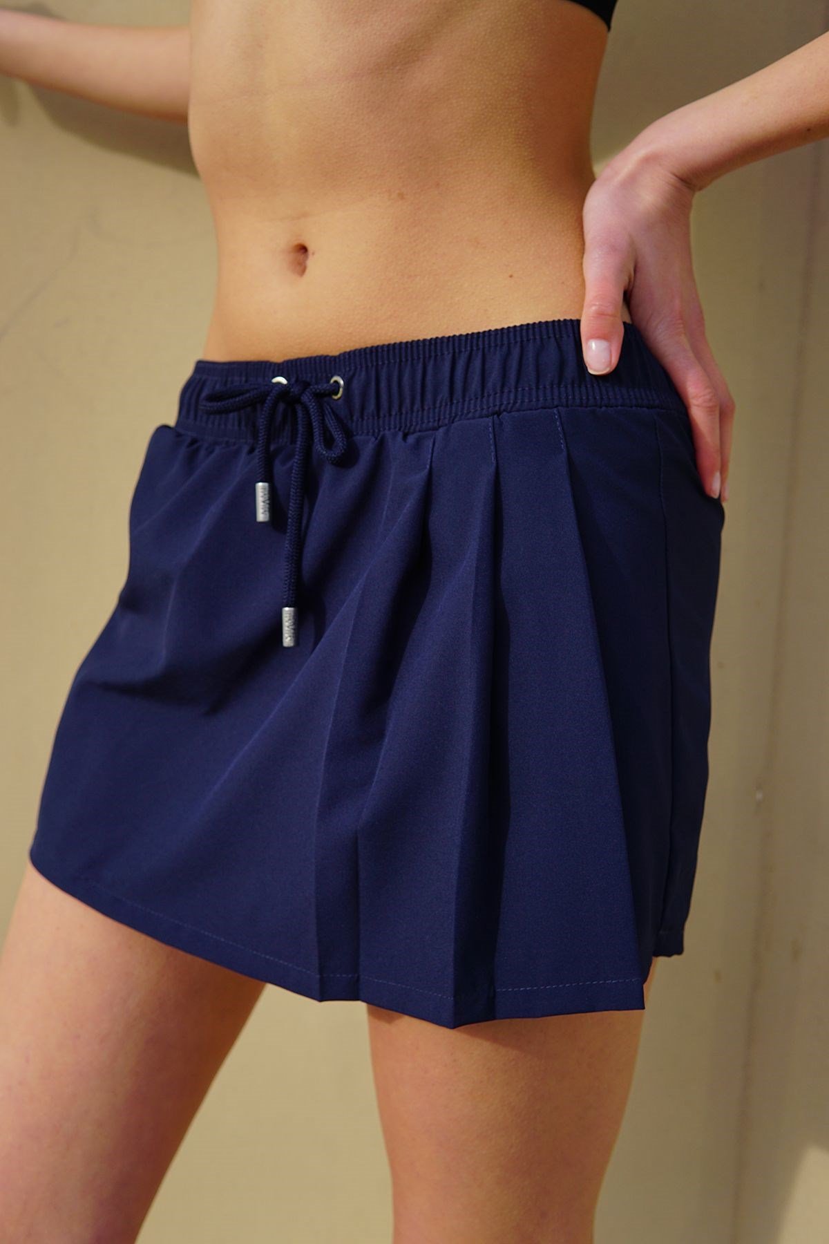 C&City Kadın Likralı Deniz Şort Etek C1810 lacivert