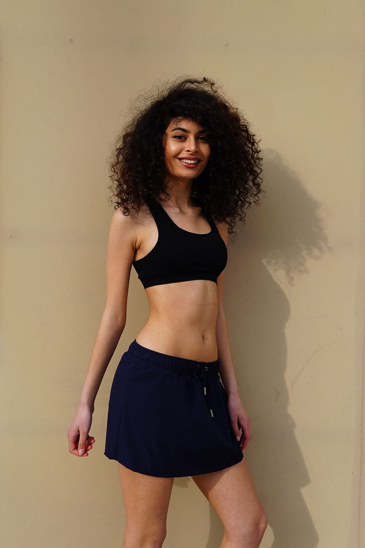 C&City Kadın Likralı Deniz Şort Etek C1810 Siyah