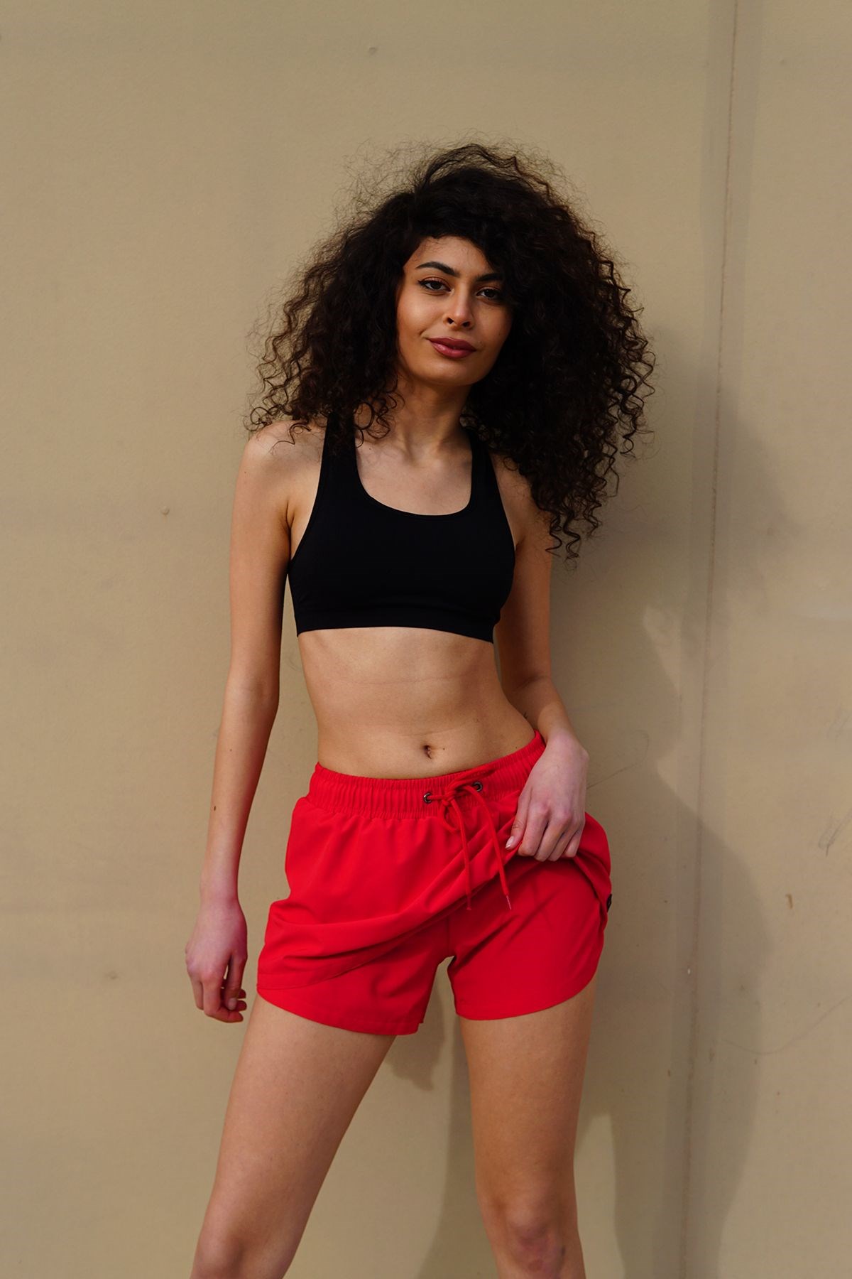 C&City Kadın Likralı Deniz Şort Etek C1810 Kırmızı