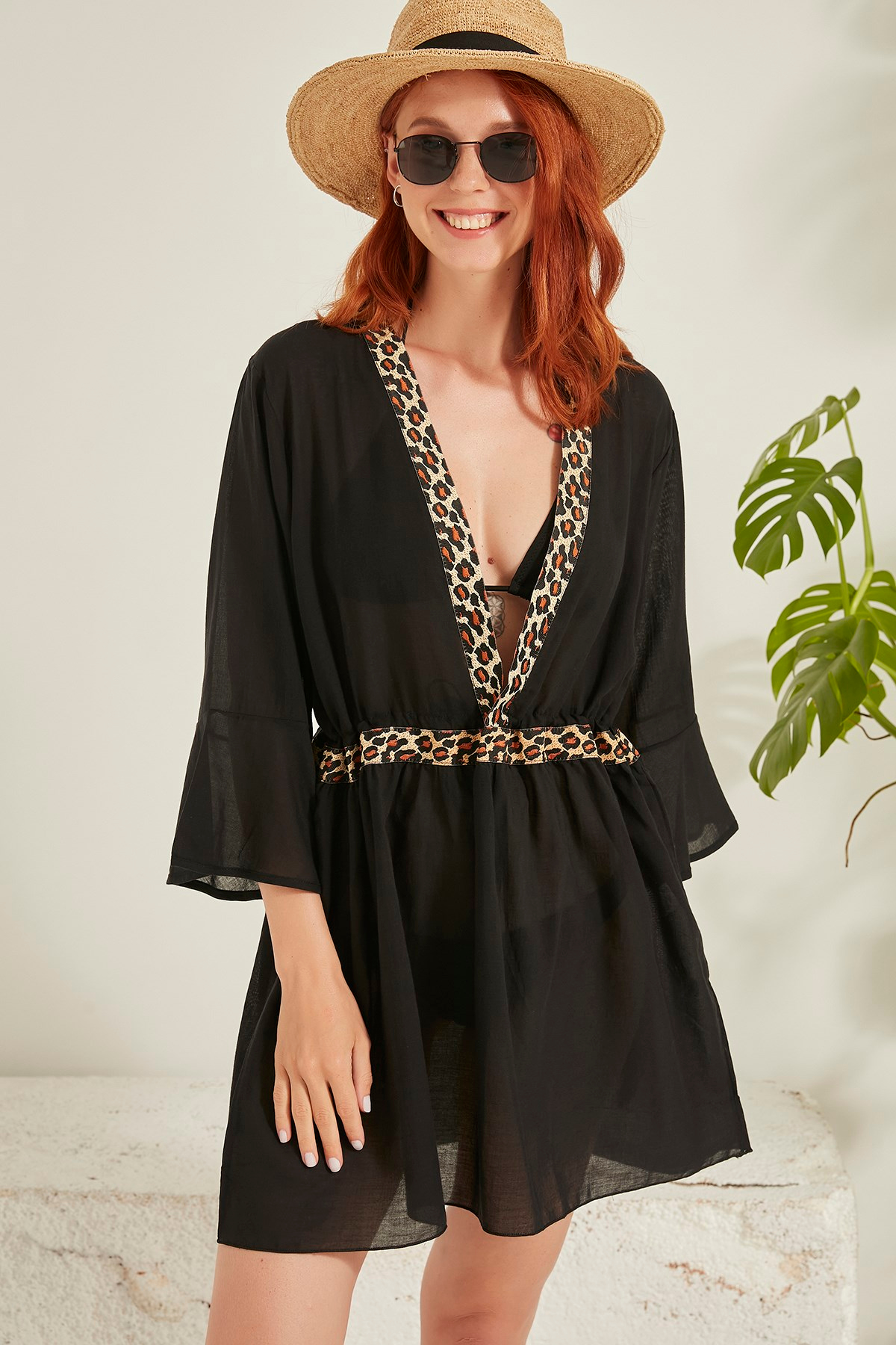 C&City Kadın Pareo Plaj Elbisesi 21920 Siyah