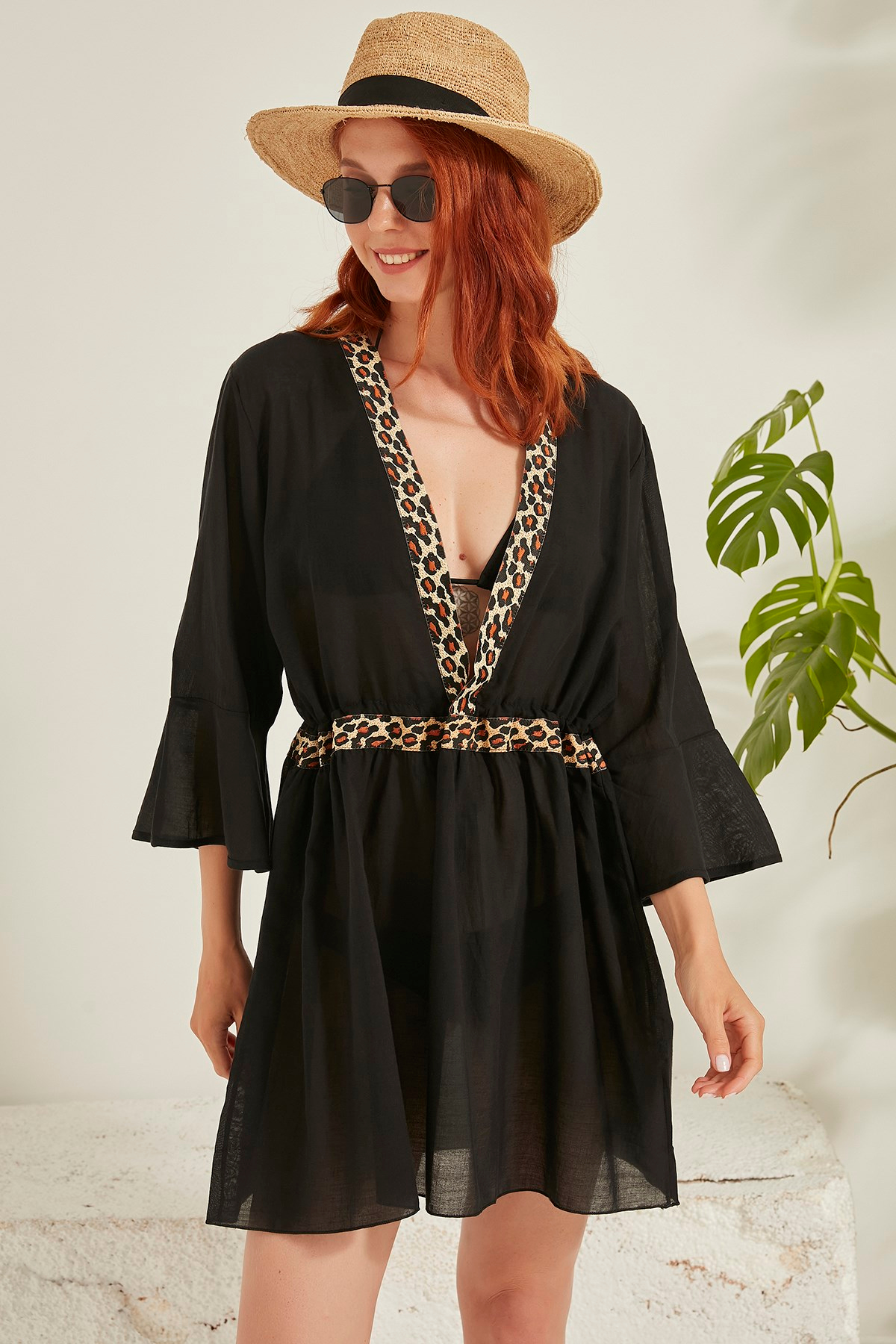 C&City Kadın Pareo Plaj Elbisesi 21920 Siyah