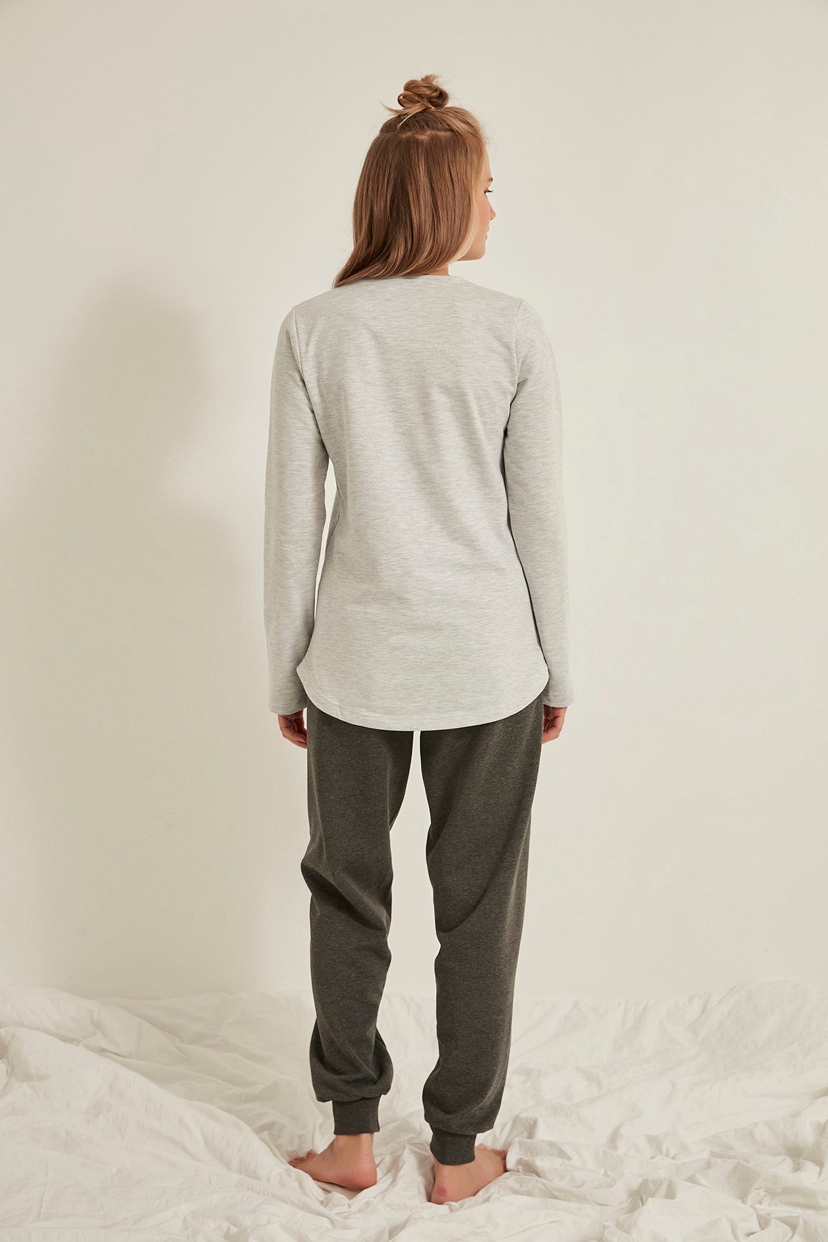 C&City Kadın Pijama Takım 0030240000 Gri Melanj