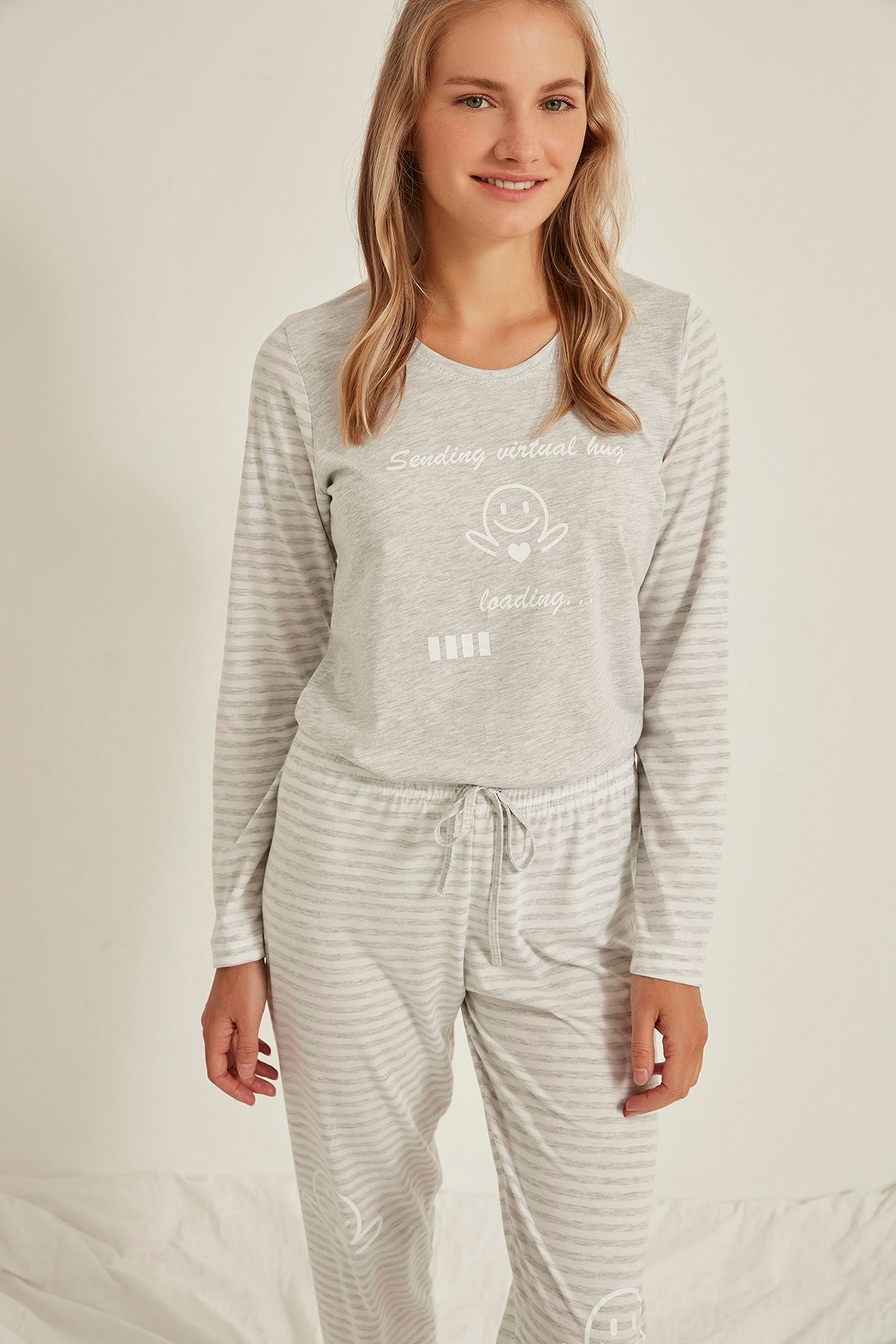 C&City Kadın Pijama Takım 0031340000 Gri Melanj