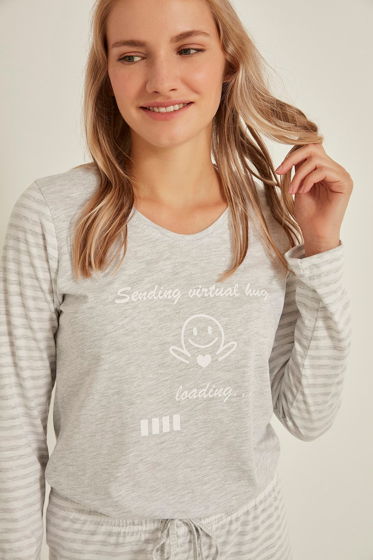 C&City Kadın Pijama Takım 0031340000 Gri Melanj