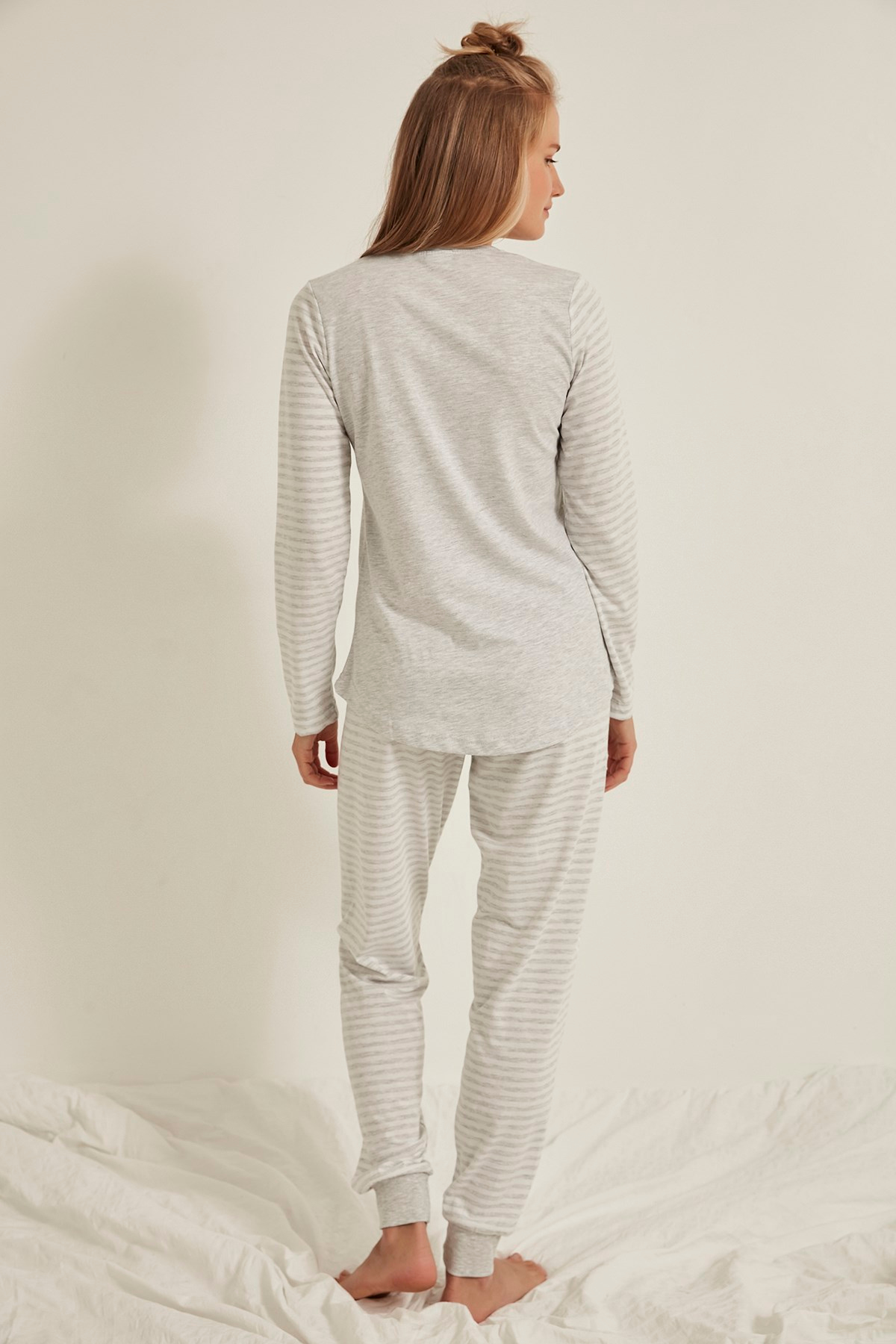 C&City Kadın Pijama Takım 0031340000 Gri Melanj