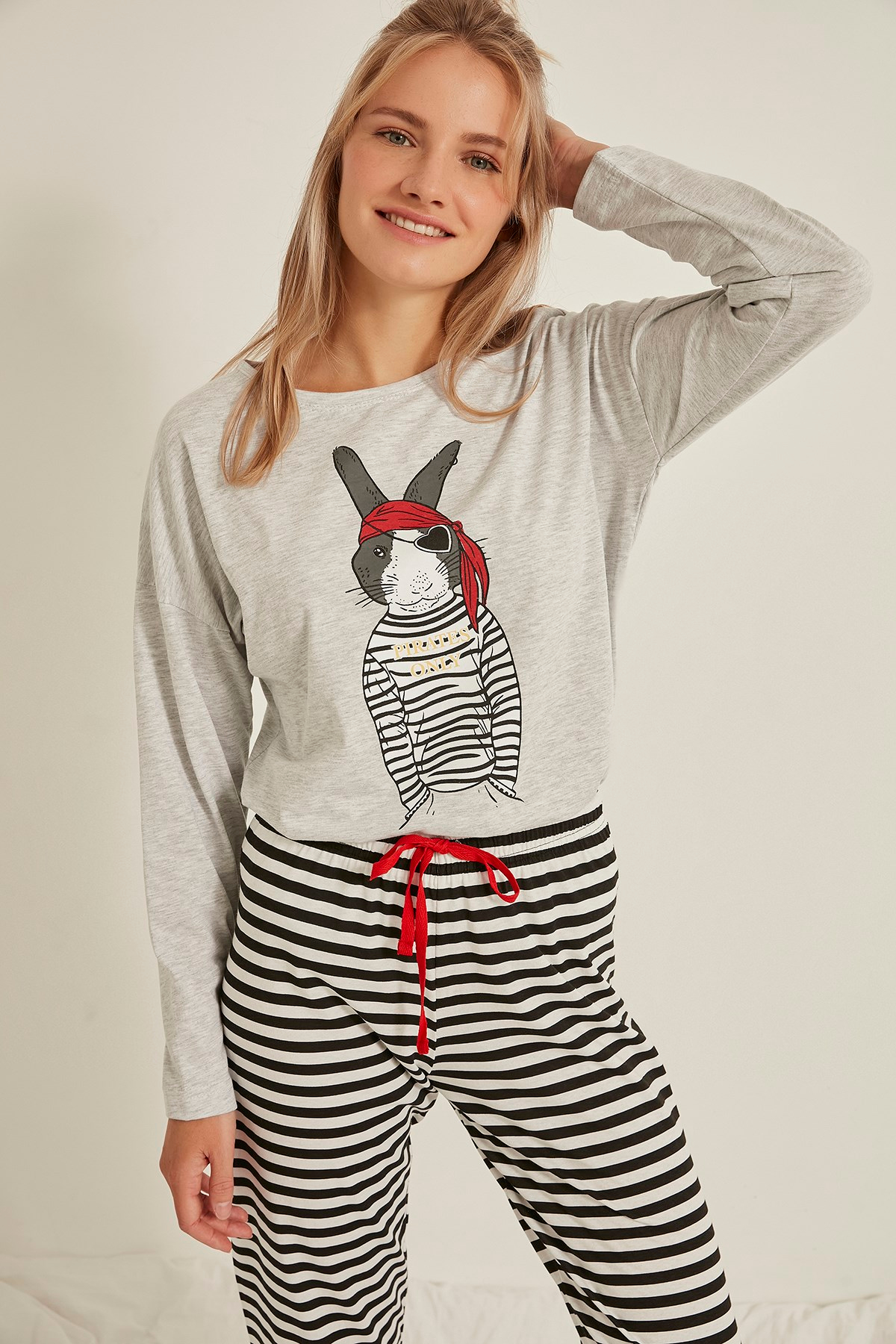 C&City Kadın Pijama Takım 0060091237 Gri Melanj