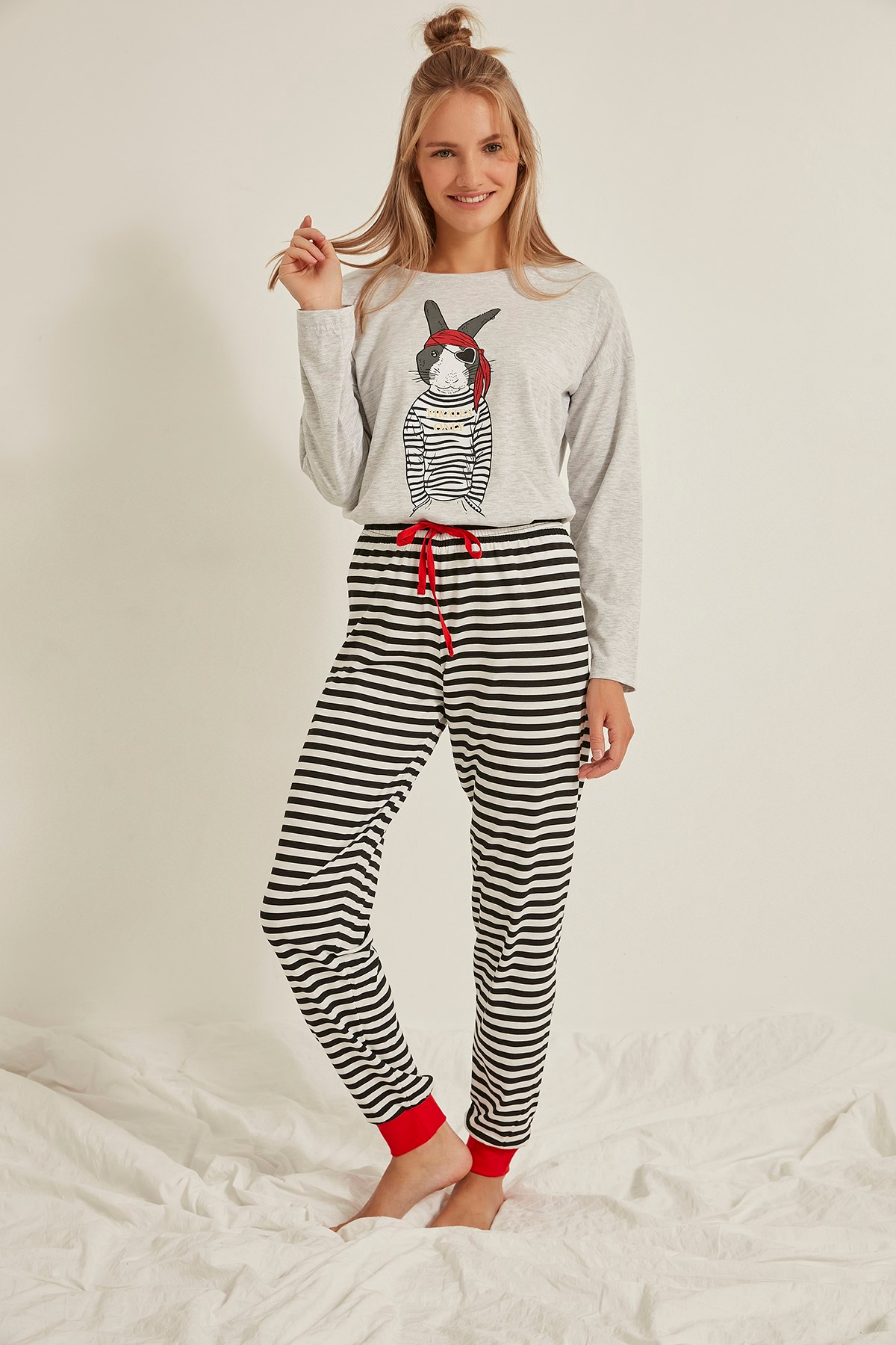 C&City Kadın Pijama Takım 0060091237 Gri Melanj