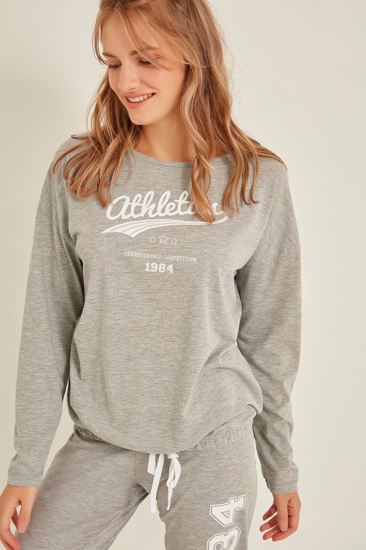 C&City Kadın Pijama Takım 0030220000 Gri Melanj