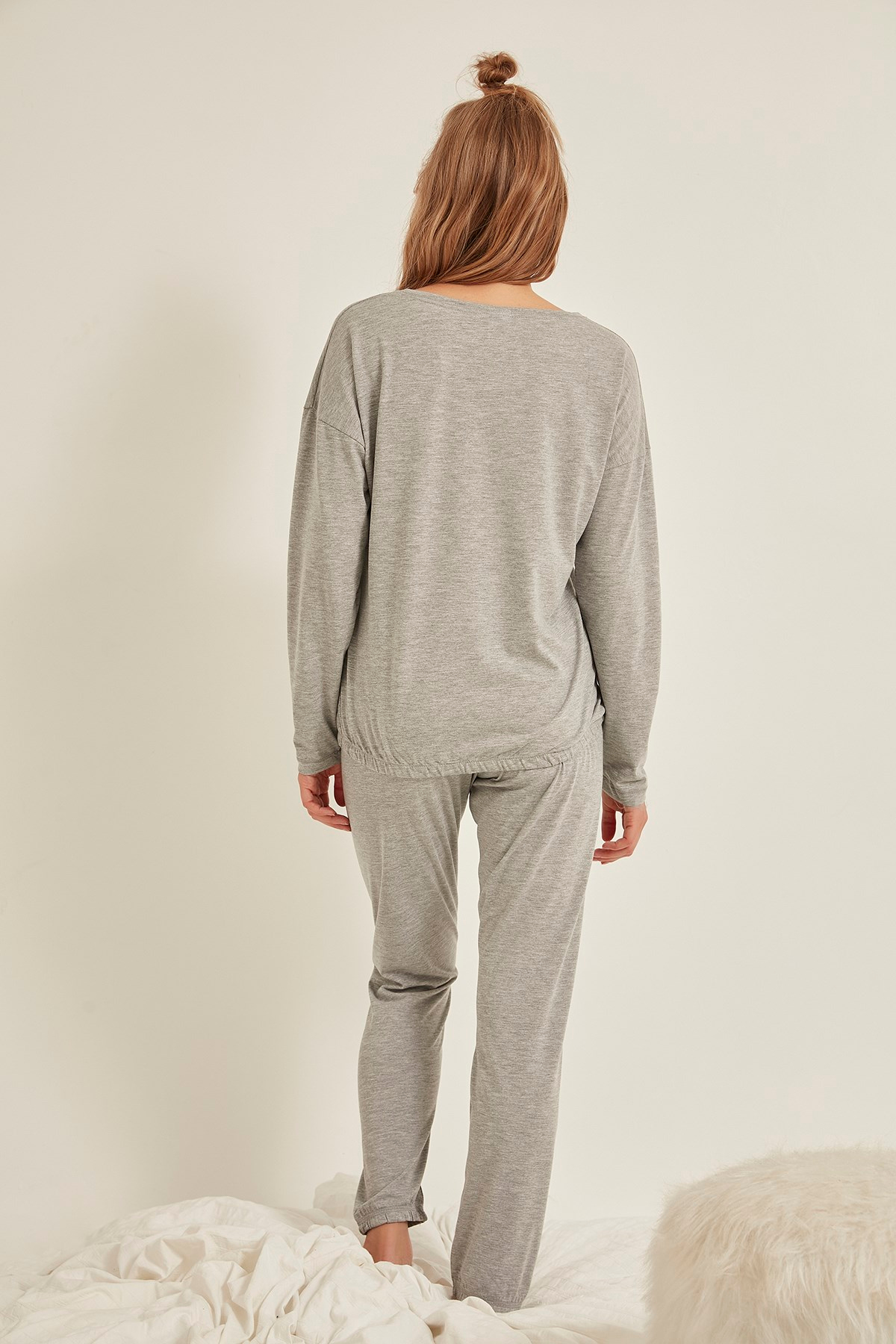C&City Kadın Pijama Takım 0030220000 Gri Melanj