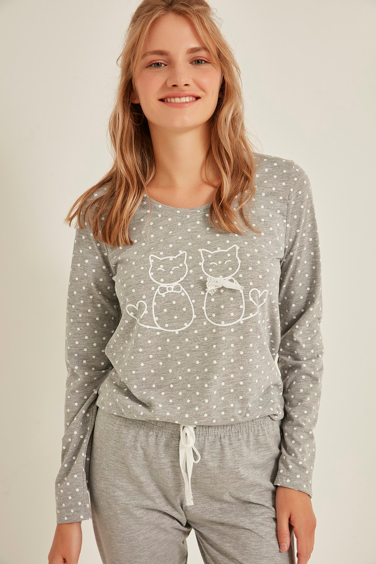 C&City Kadın Pijama Takım 0030420451 Gri Melanj
