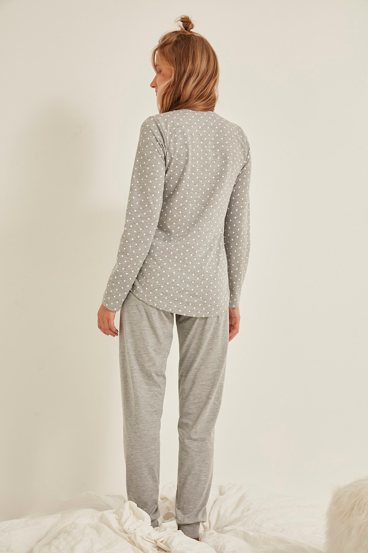 C&City Kadın Pijama Takım 0030420451 Gri Melanj