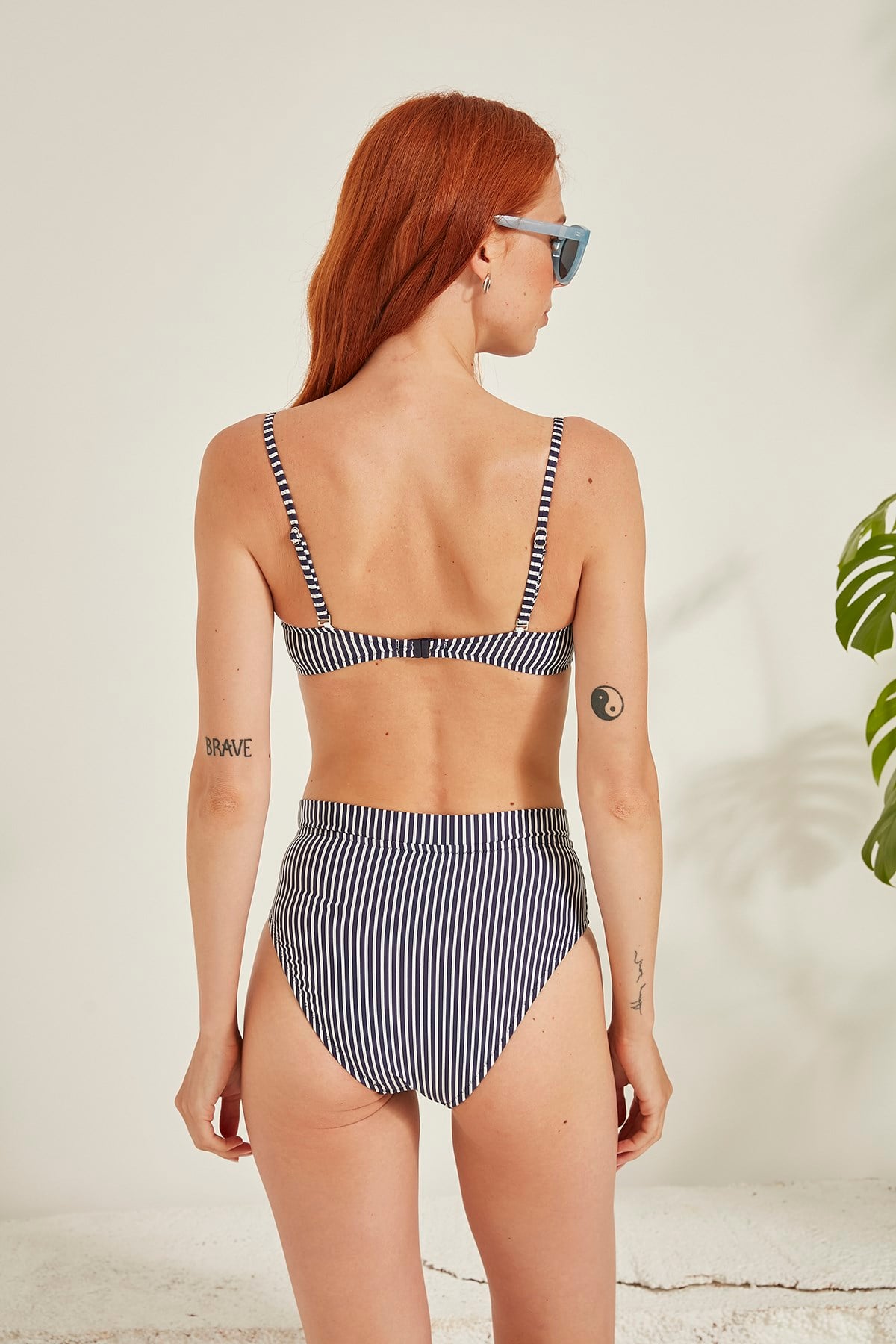 C&City Kadın Straplez Fırfırlı Yüksek Bel Bikini Takım 3019 Antrasit