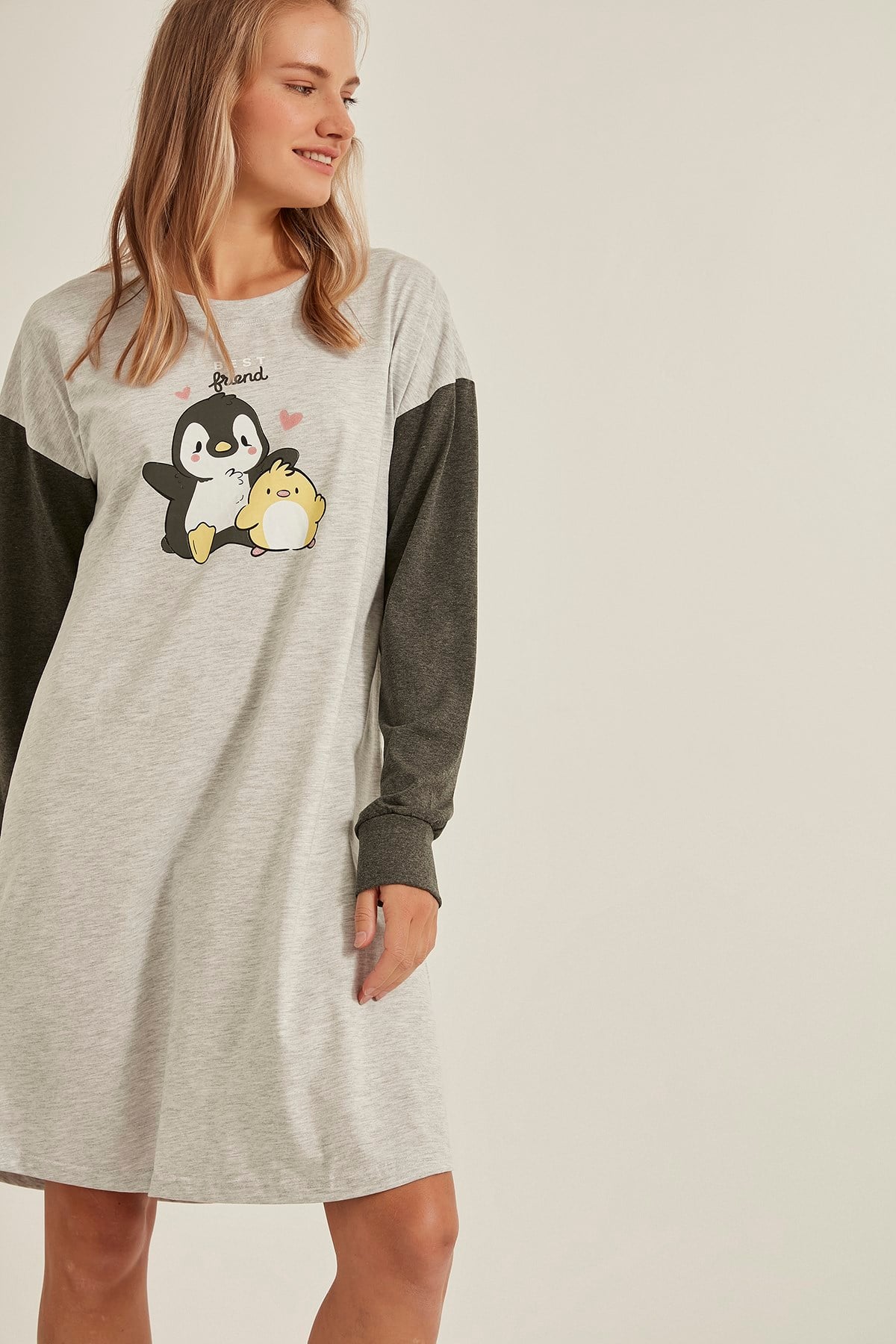 C&City Kadın Tunik 0030250000 Gri Melanj