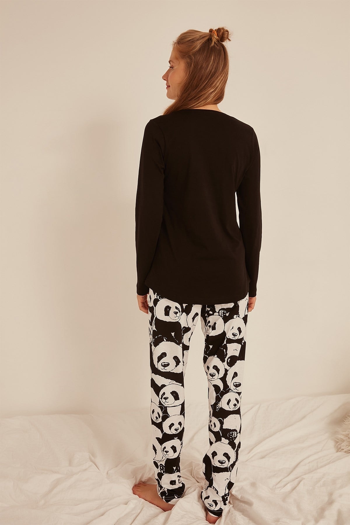 C&City Kadın Uzun Kol Pijama Takım 0040441154 Siyah