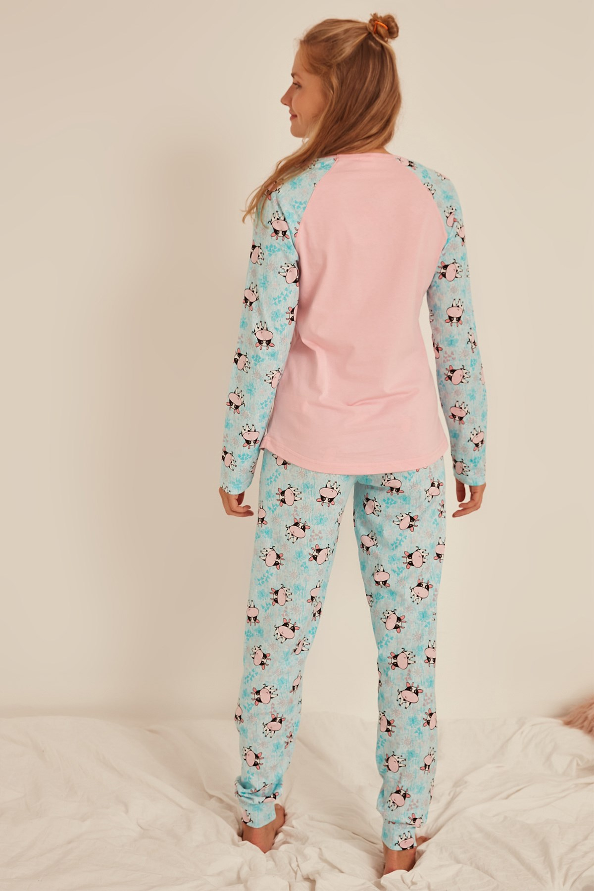 C&City Kadın Uzun Kol Pijama Takım 0041525623 Pembe