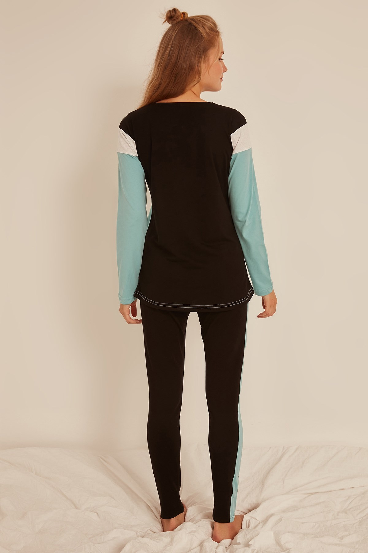 C&City Kadın Uzun Kol Pijama Takım 0042370000 Mint Yeşil