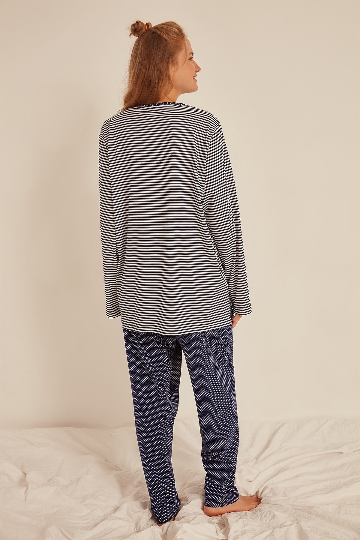 C&City Kadın Uzun Kol Pijama Takım 0060181913 İndigo
