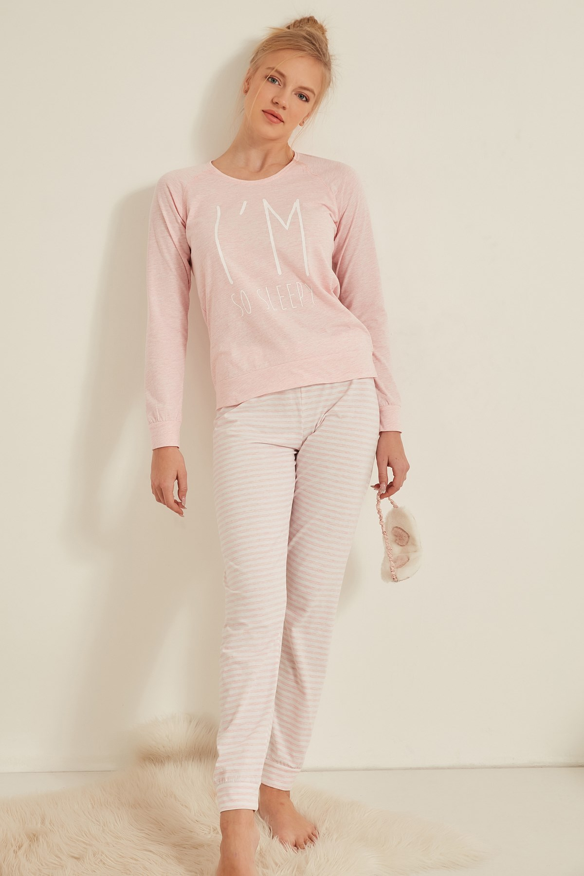 C&City Kadın Uzun Kol Pijama Takım 0031350000 Pembe