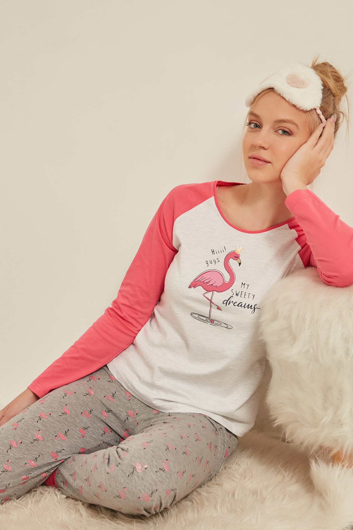 C&City Kadın Uzun Kol Pijama Takım 0041604949 Fuşya