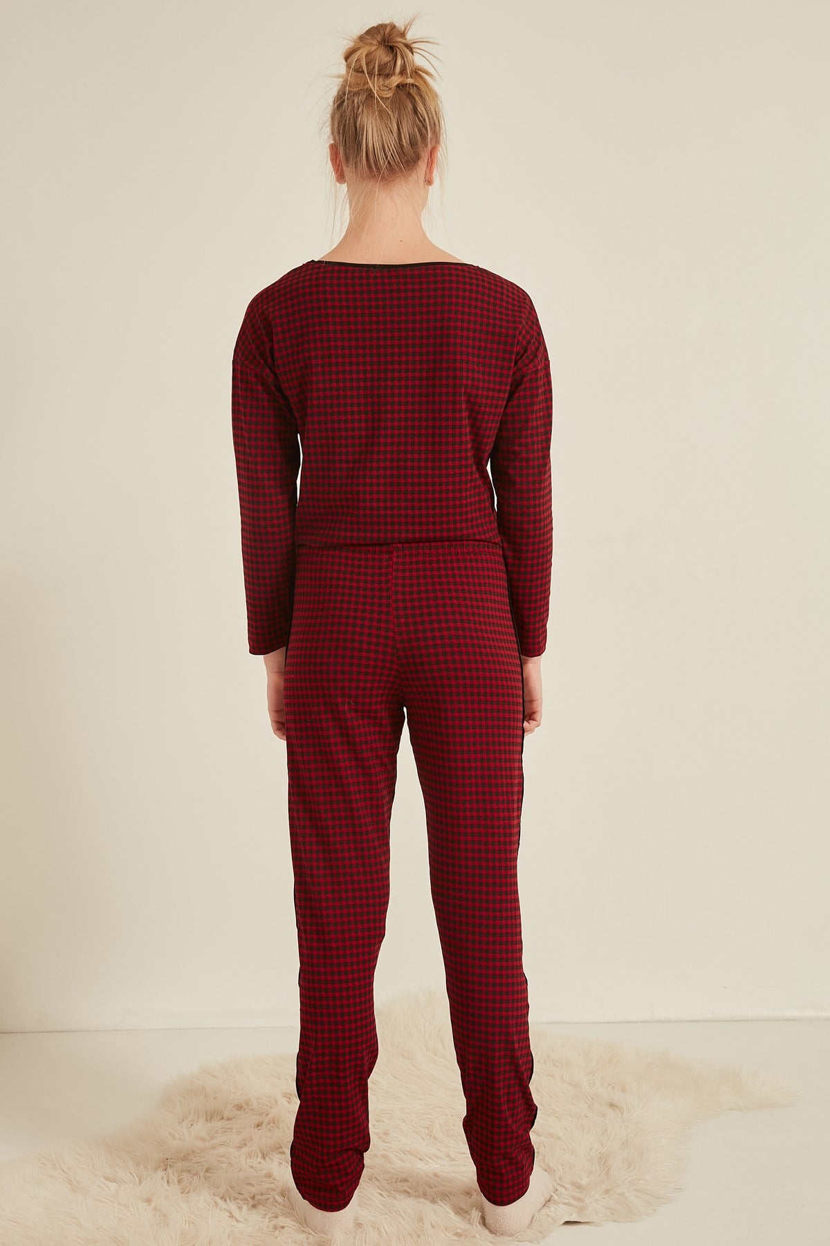 C&City Kadın Uzun Kol Pijama Takım 0041652090 Bordo