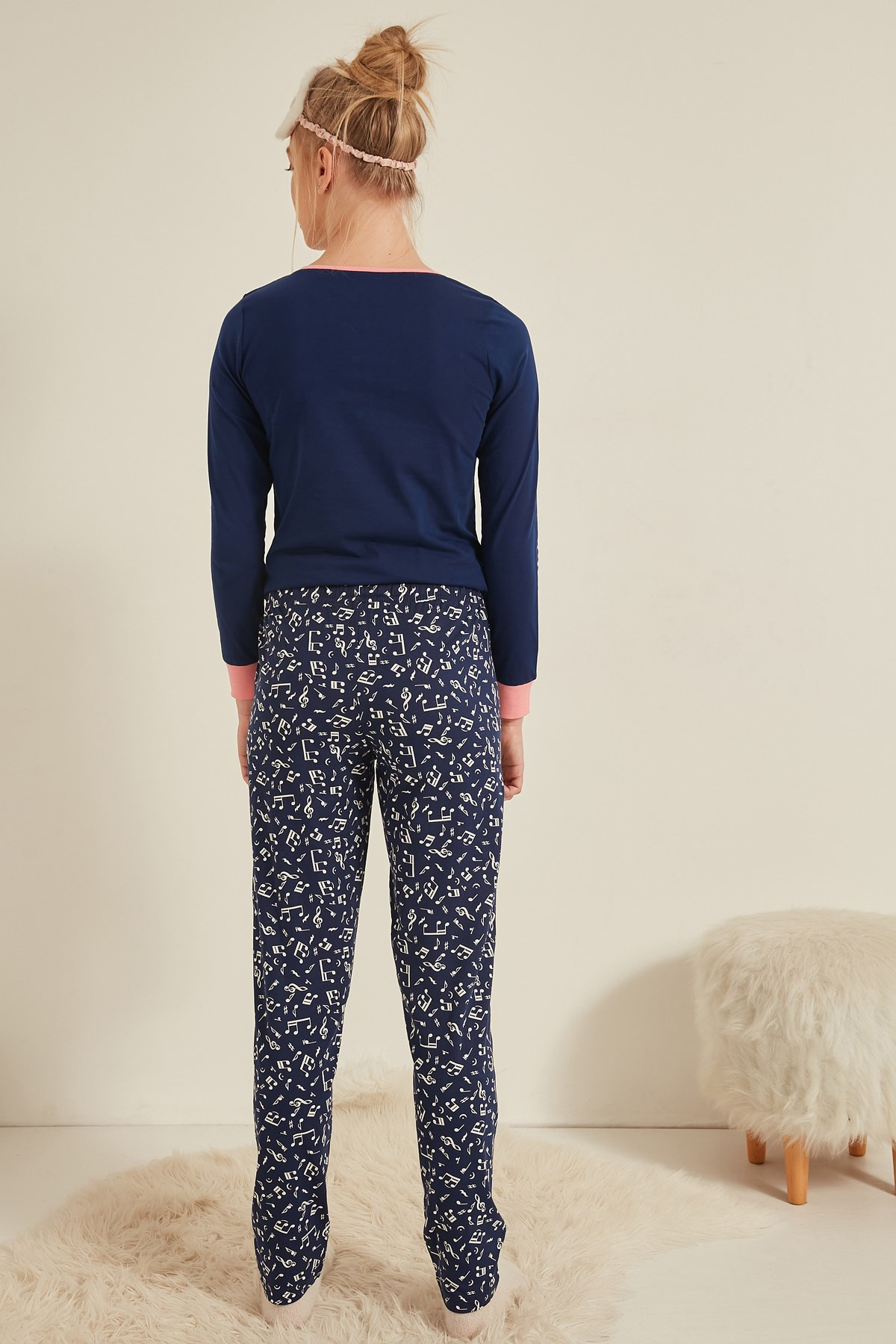 C&City Kadın Uzun Kol Pijama Takım 0050660524 İndigo
