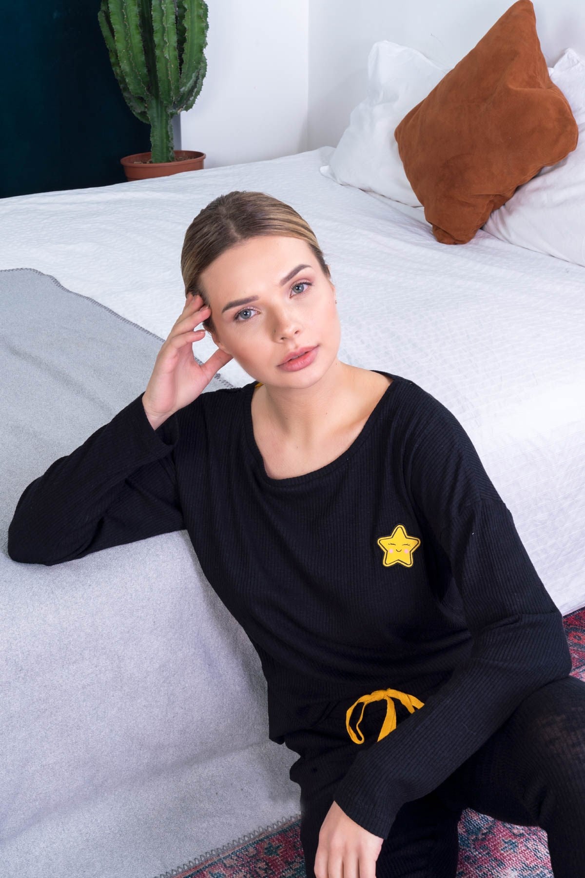 C&City Kadın Uzun Kol Pijama Takım 0090070000 Siyah