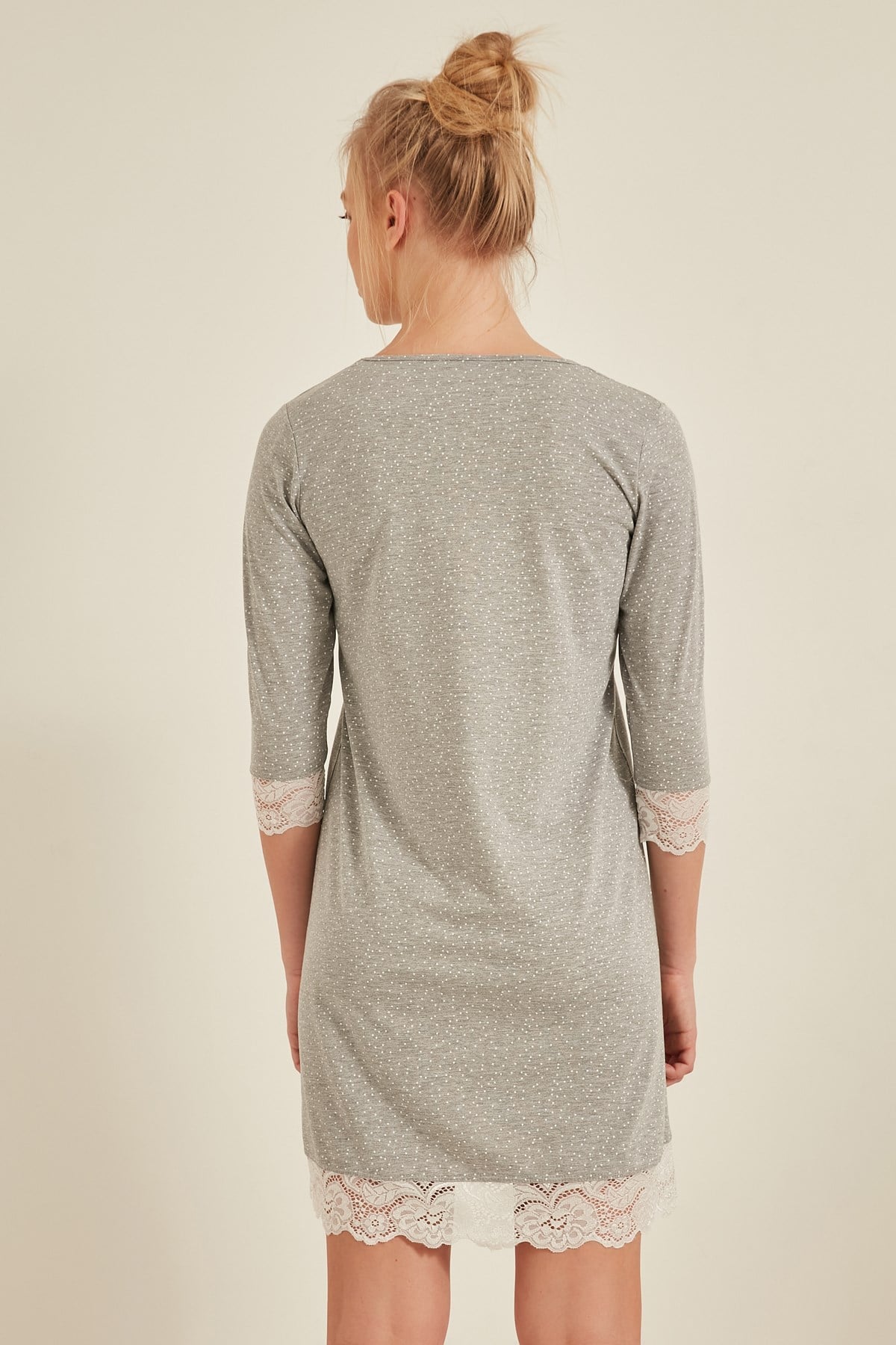 C&City Kadın Uzun Kol Tunik 0042630944 Gri Melanj