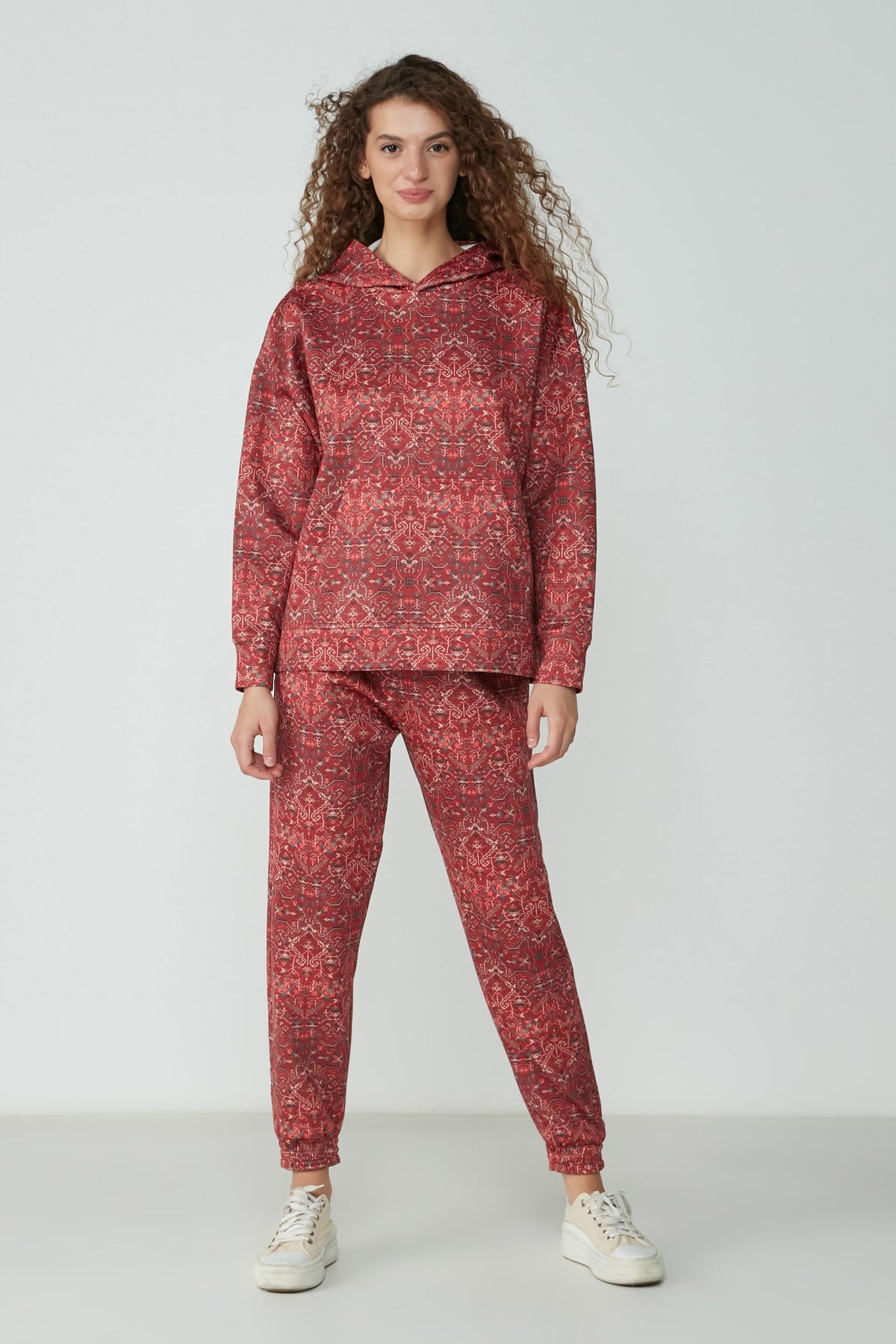 C&City Kapüşonlu Sweatshirt Pantolon Takım 9117 Kremit