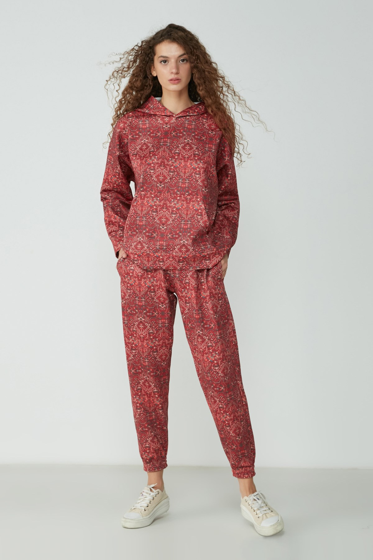 C&City Kapüşonlu Sweatshirt Pantolon Takım 9117 Kremit