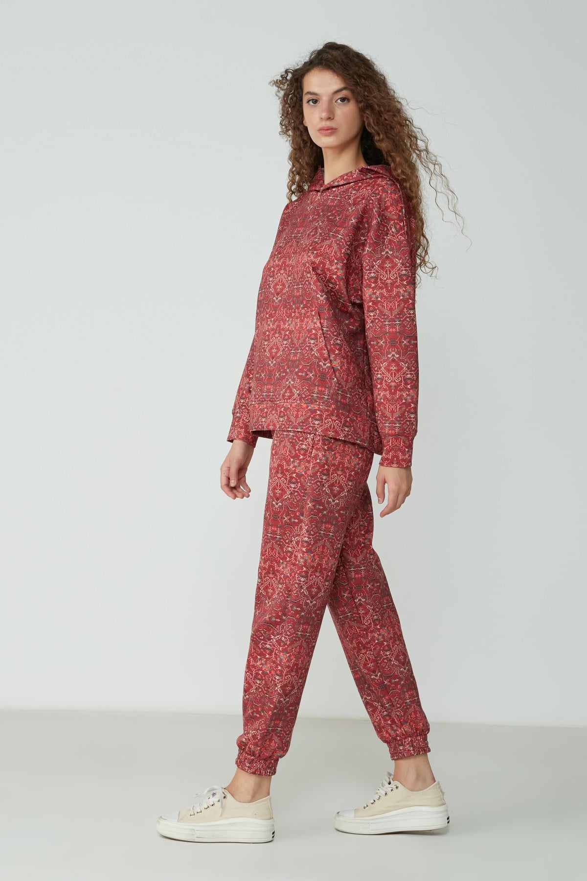 C&City Kapüşonlu Sweatshirt Pantolon Takım 9117 Kremit