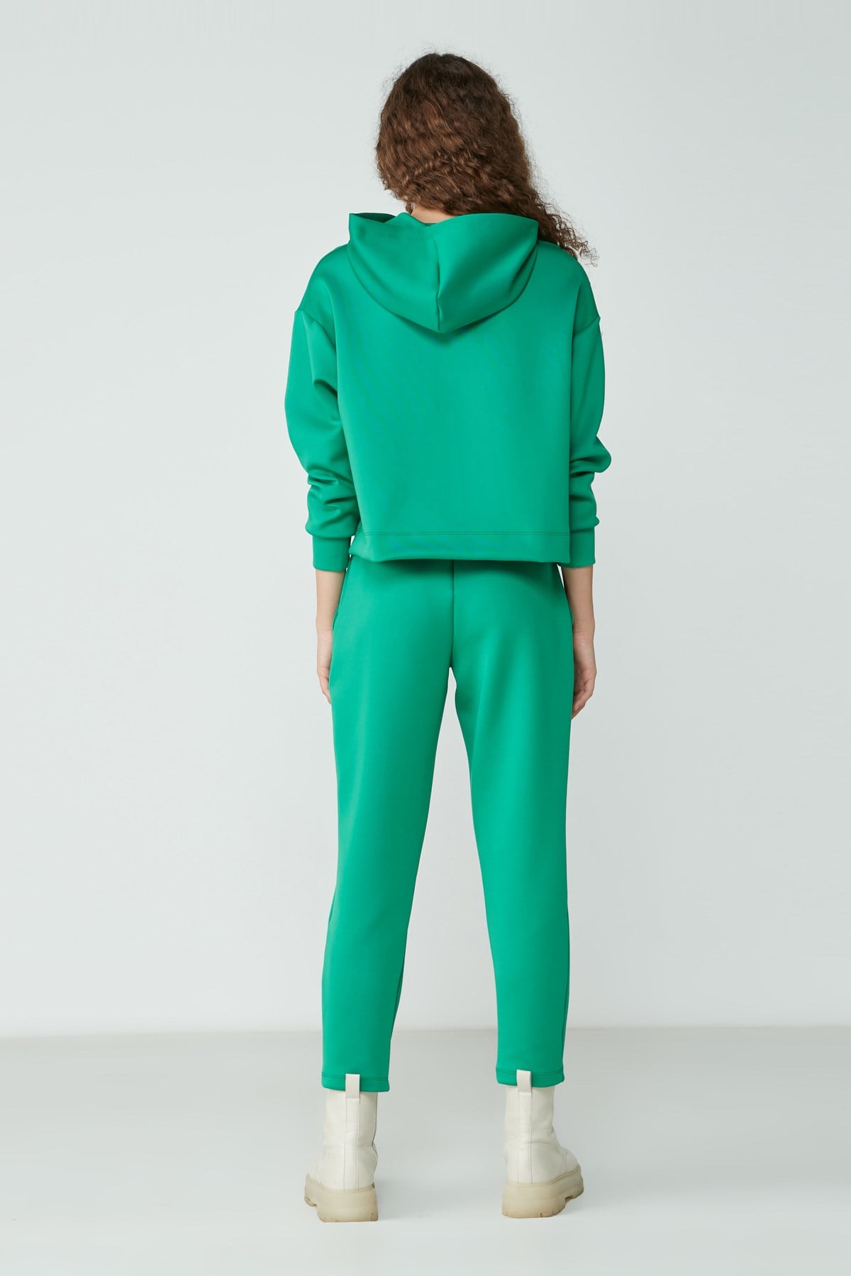 C&City Kapüşonlu Sweatshirt Yan Cepli Pantolon Pijama Takım 9103 Yeşil