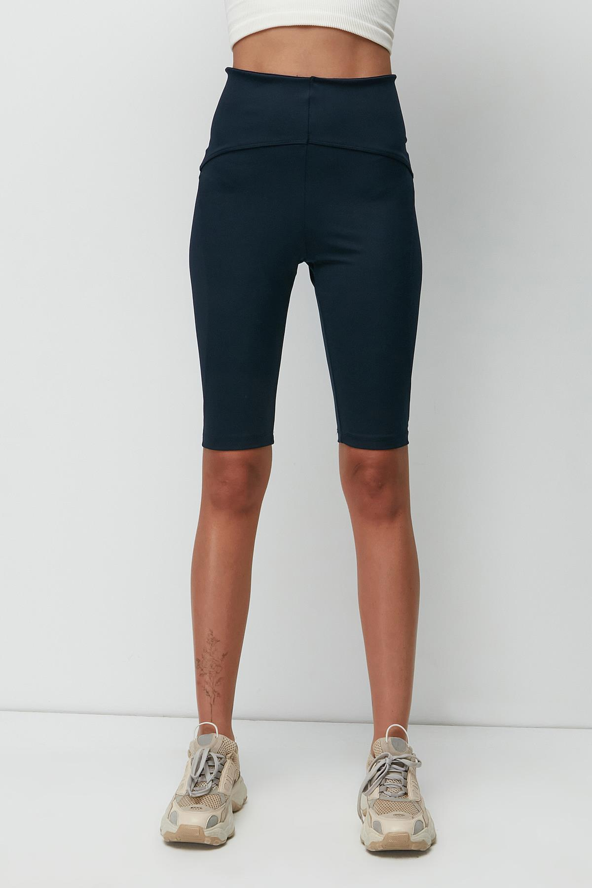 C&City Karyoka Yüksek Bel Diz Üstü Spor Şort Tayt 9412 Lacivert