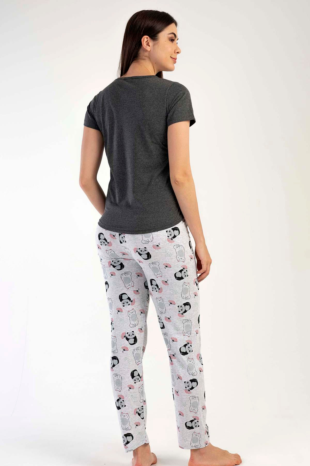 C&City Kısa Kol Pijama Takım Antrasit-441020