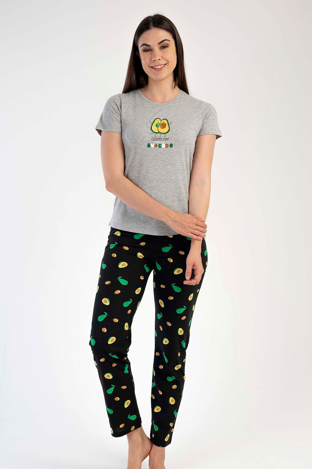 C&City Kısa Kol Pijama Takım Gri-441009