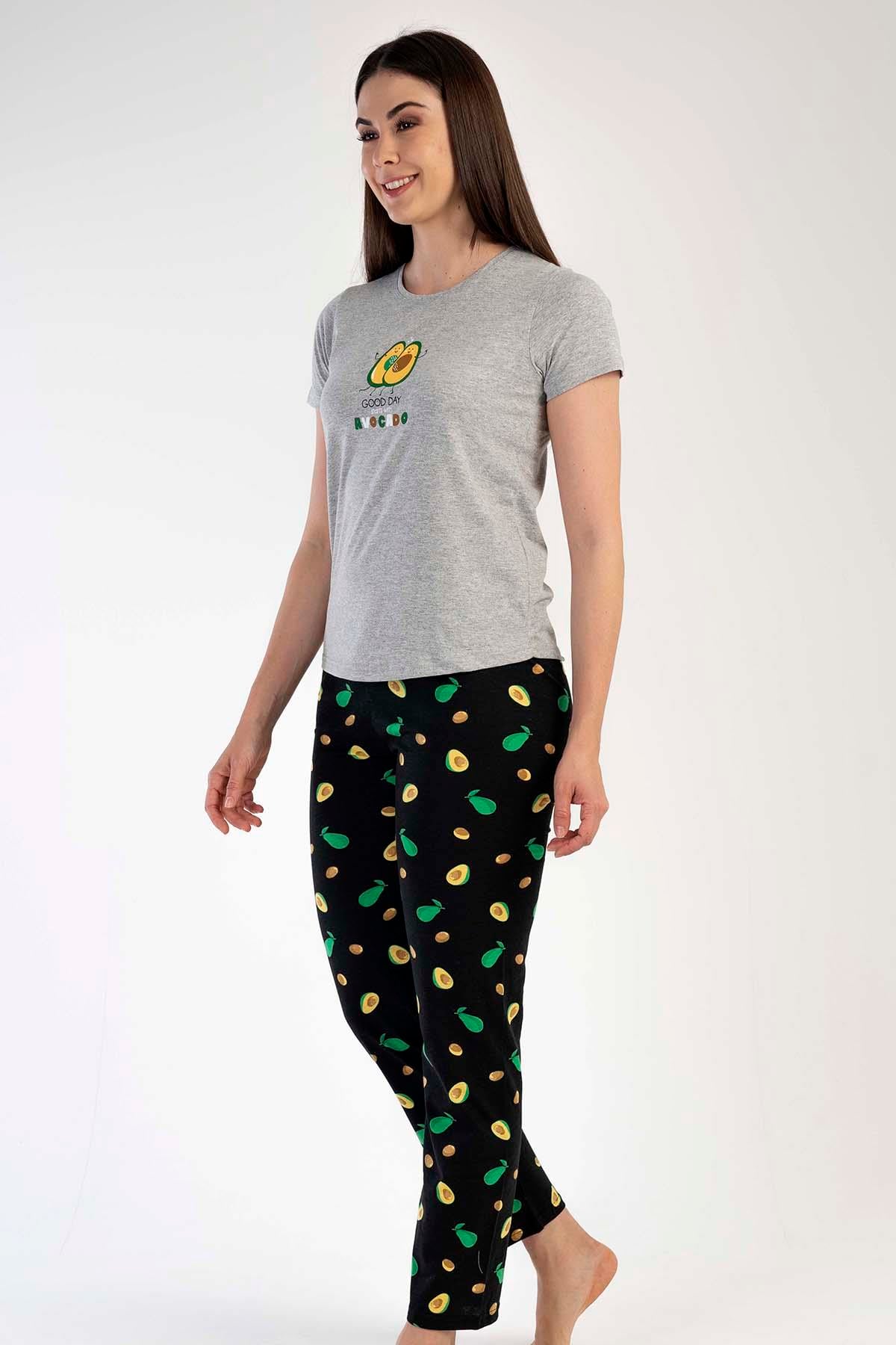C&City Kısa Kol Pijama Takım Gri-441009