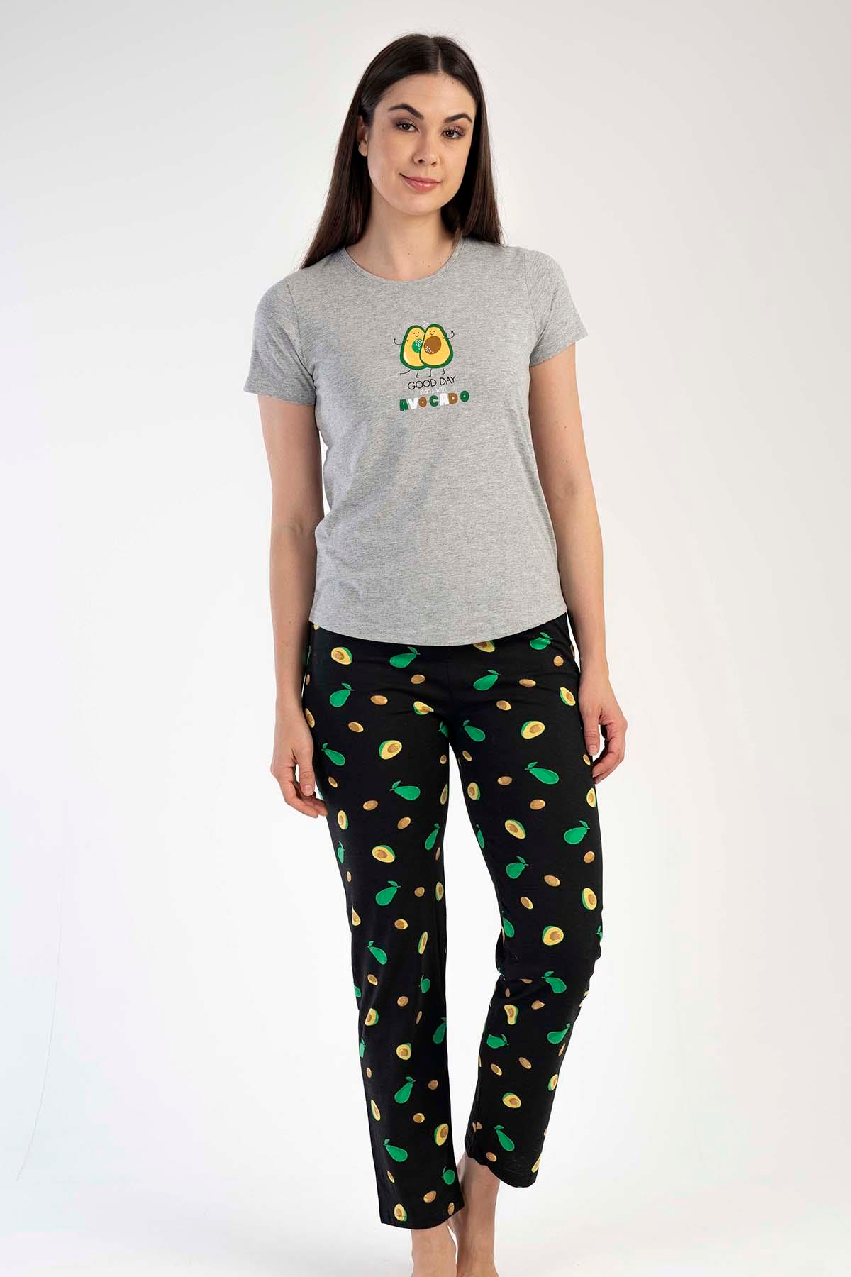 C&City Kısa Kol Pijama Takım Gri-441009