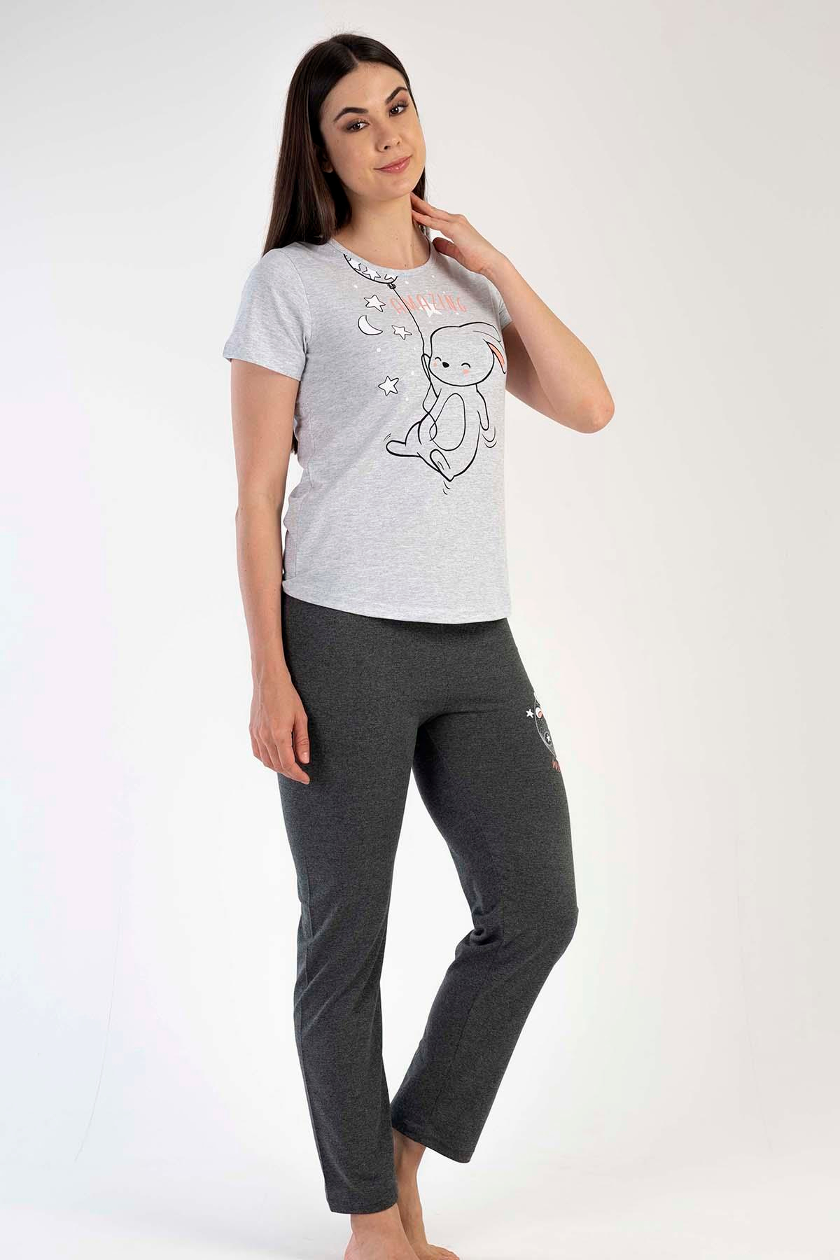 C&City Kısa Kol Pijama Takım Kar Melanj-441051