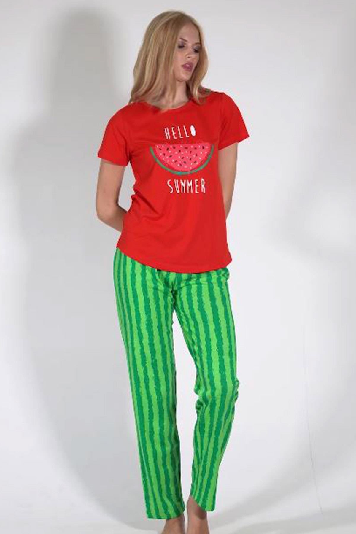 C&City Kısa Kol Pijama Takım Kırmızı-441005