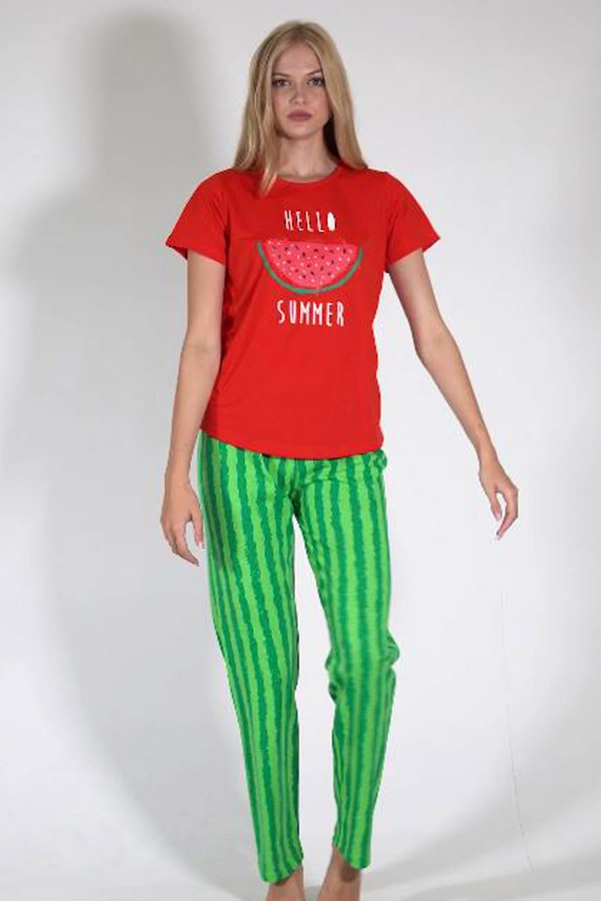 C&City Kısa Kol Pijama Takım Kırmızı-441005