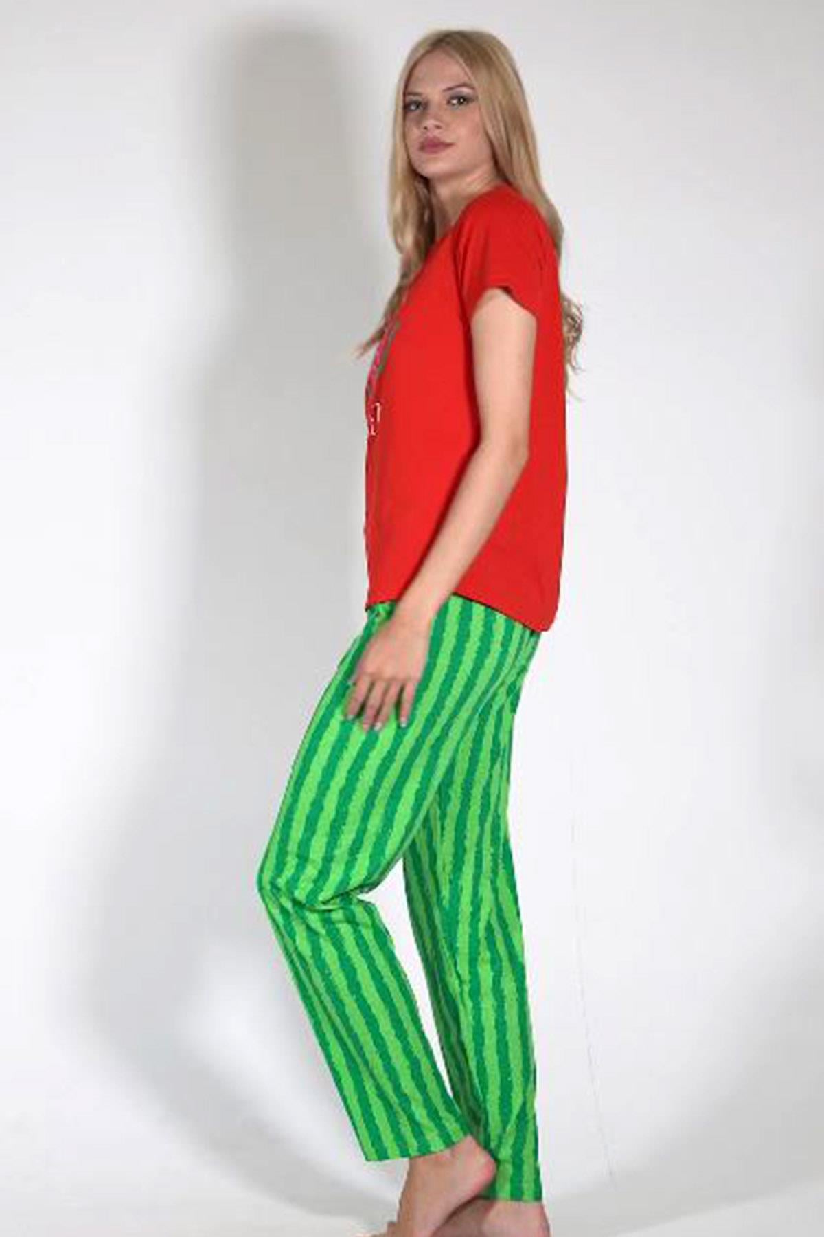 C&City Kısa Kol Pijama Takım Kırmızı-441005