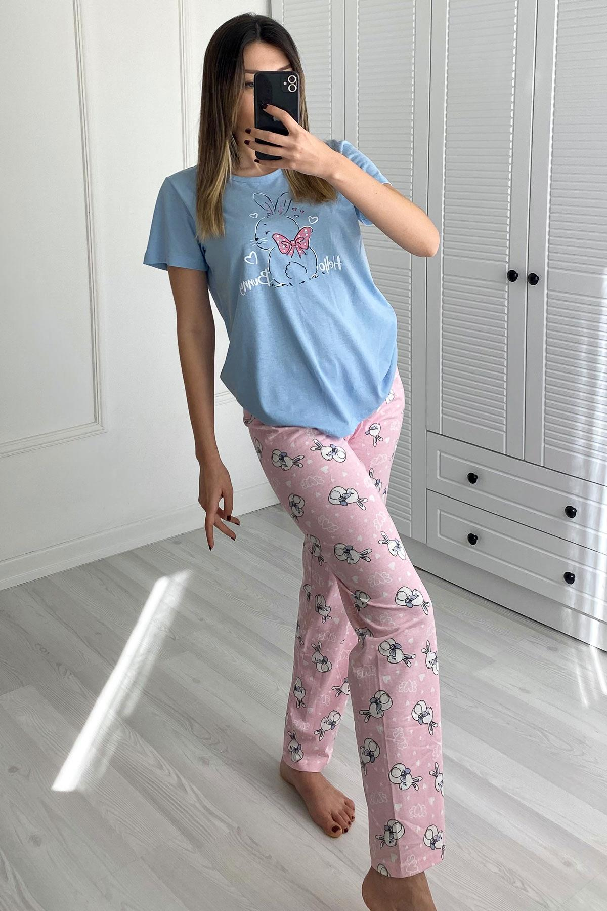 C&City 2023 Kısa Kol Pijama Takım Mavi-441003